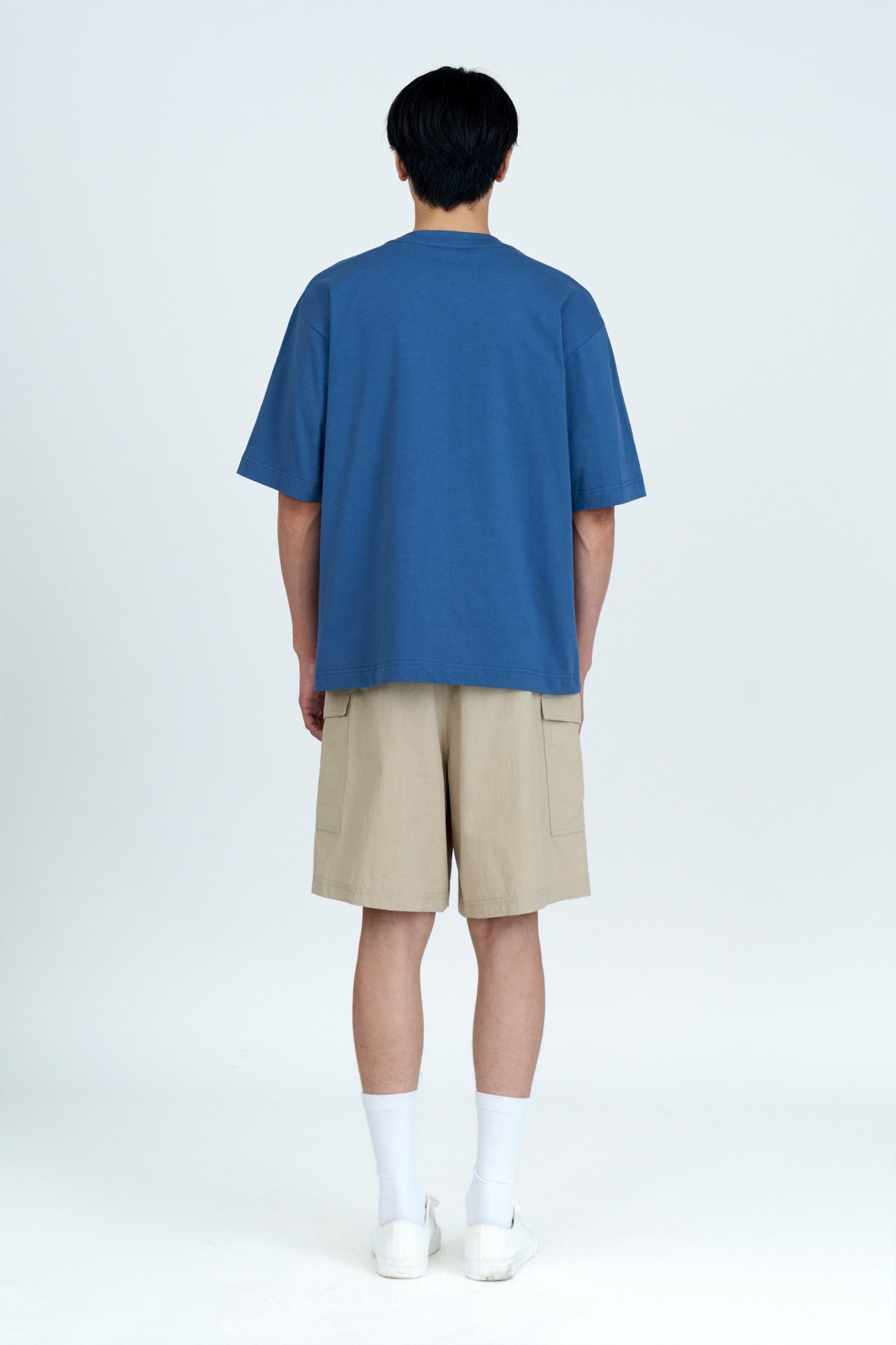 (B) Relaxed-fit Patch Pocket Tee - Dark Grey Blue