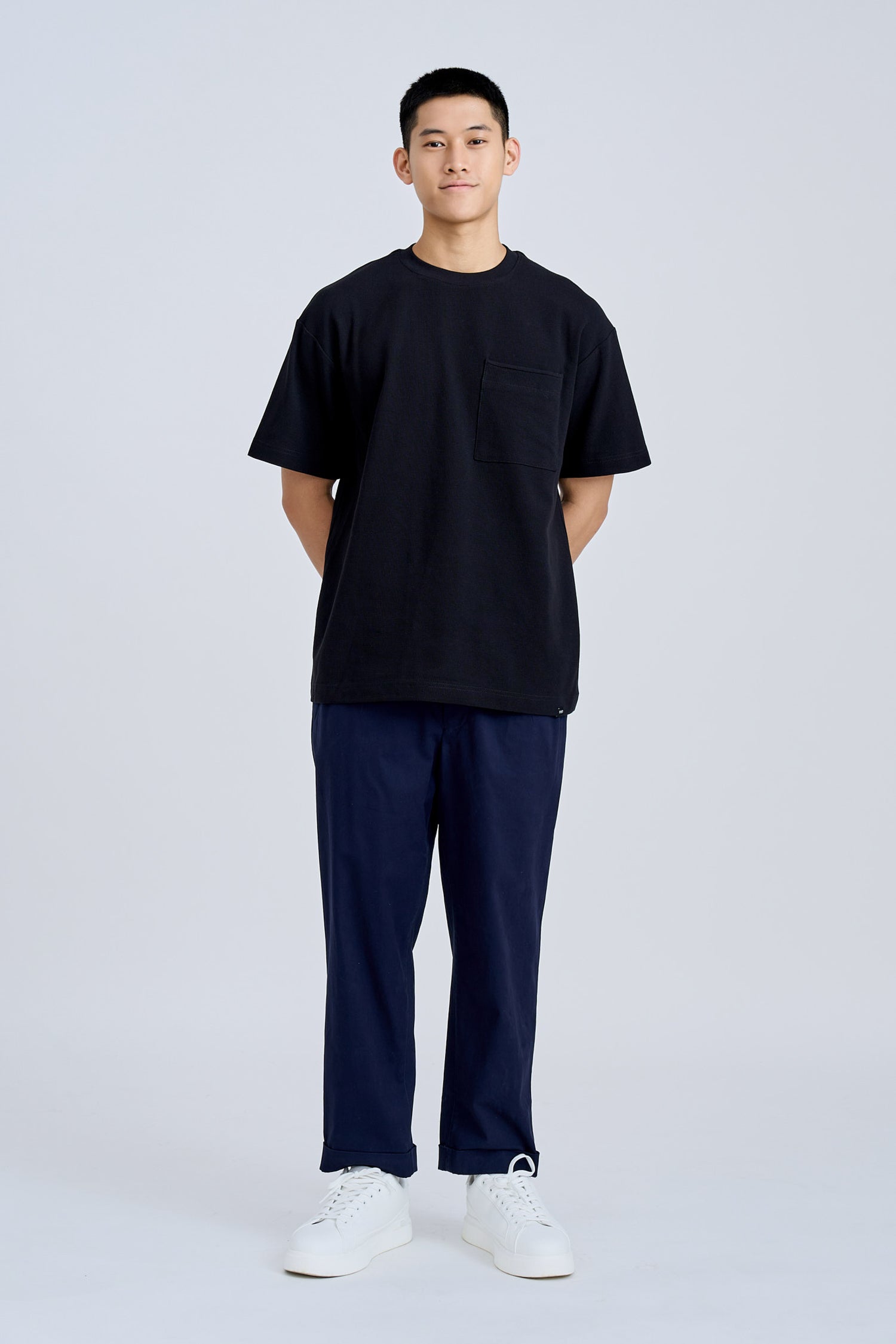 Oversized Waffle Jersey Tee - Black