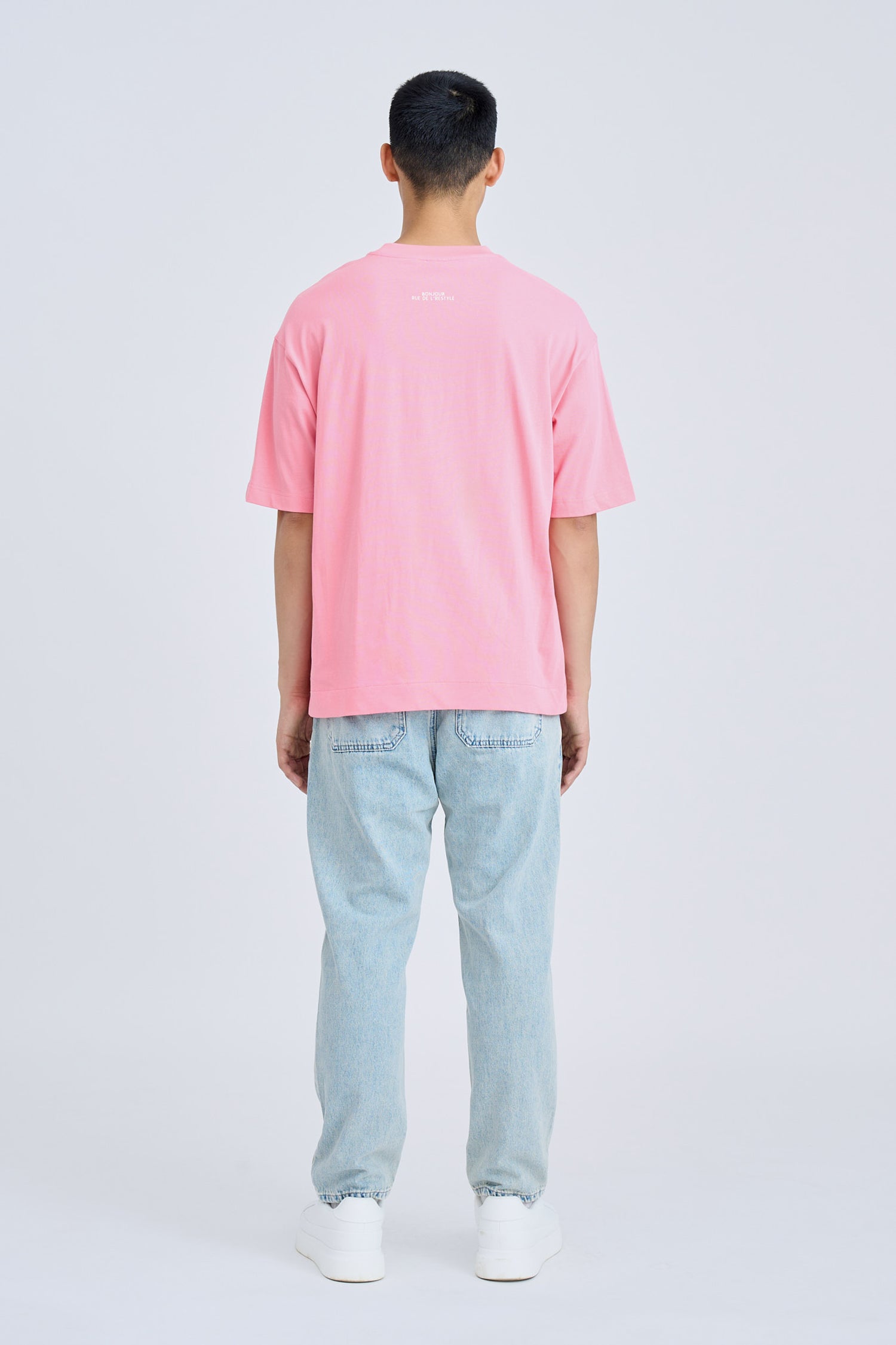 Oversized Fit “Rue de L’Restyle“ Tee - Dark Pink