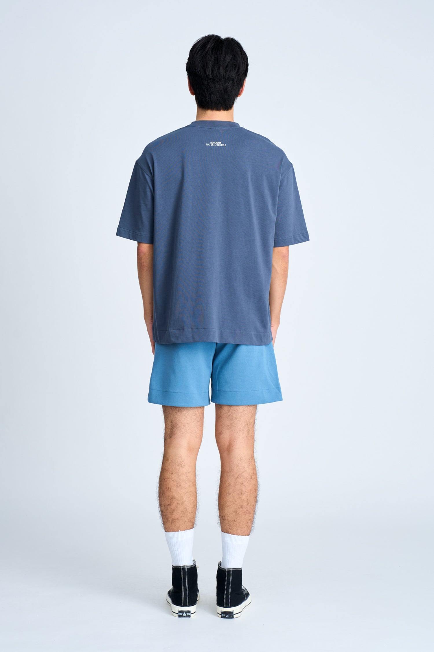 Oversized Fit “Rue de L’Restyle“ Tee - Steel Blue
