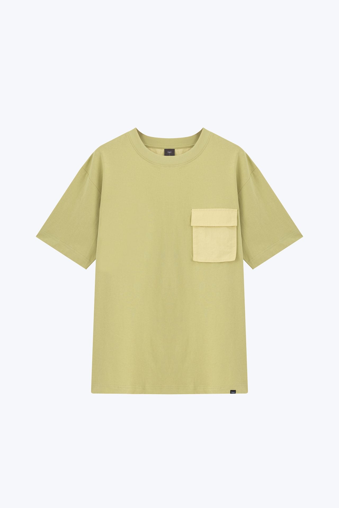 (B) Relaxed-fit Contrast Back Yoke Tee - Apple Green