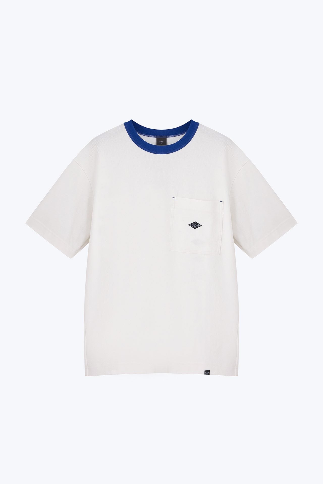 (B) Boxy Twill Jersey Contrast Collar Tee - Cream