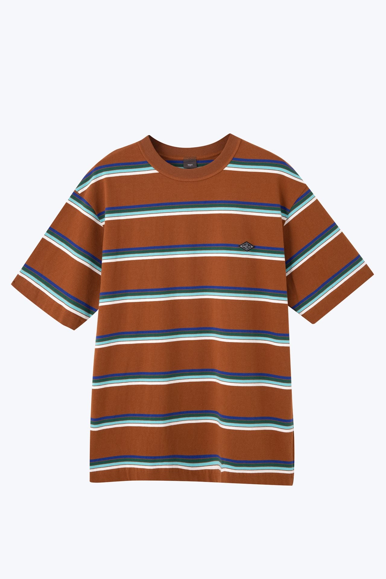 (B) Boxy-fit Multi-colour Stripes Tee - Stripes Brown