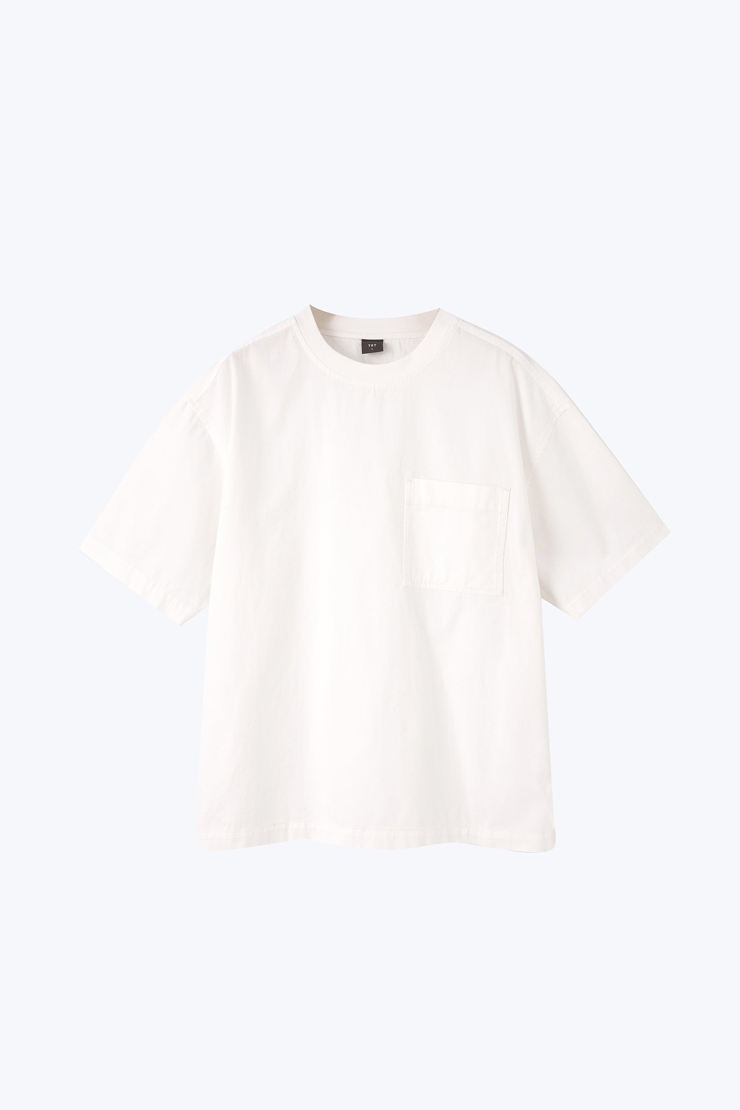 Denim Oversized Patch Pocket Tee - White