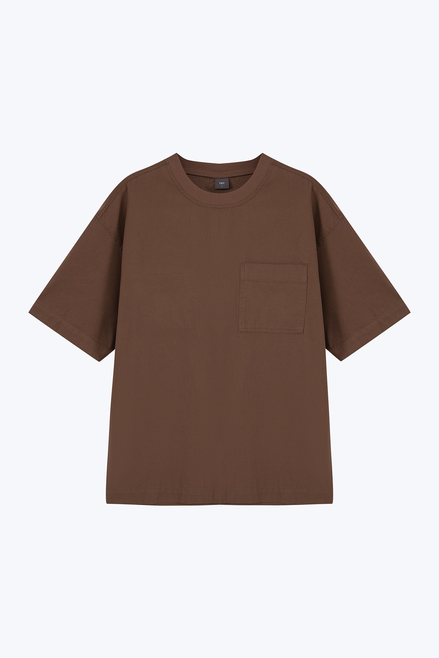 Denim Oversized Patch Pocket Tee - Cocoa