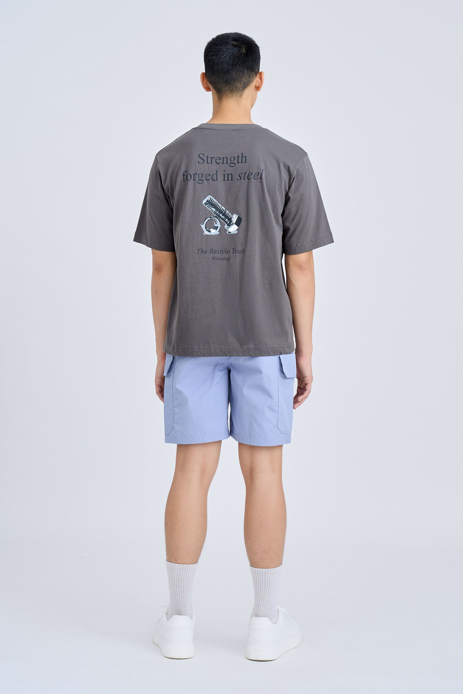 Jersey "Strength Forged In Steel" Graphic Tee - Charcoal