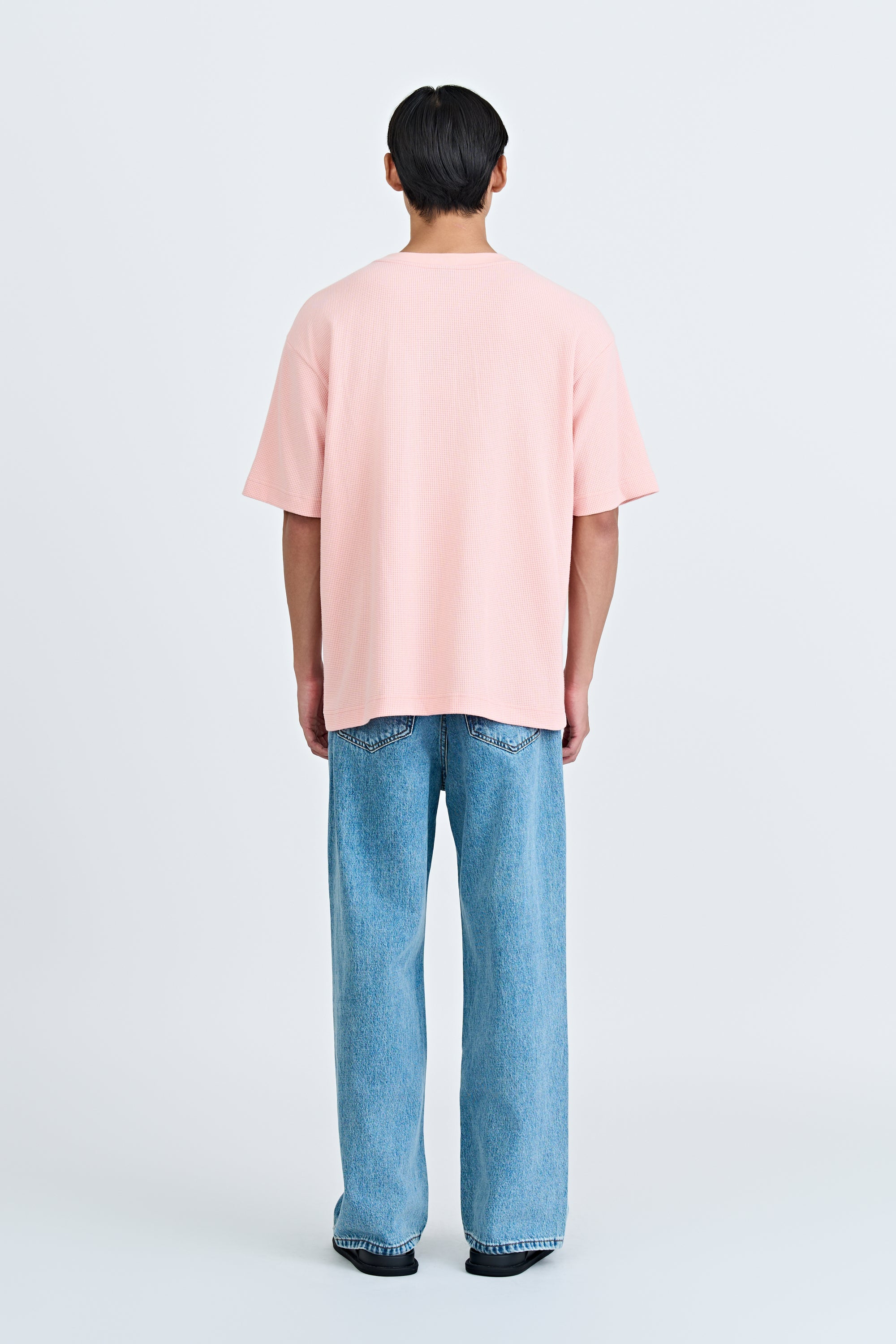 (B) Waffle Crew Neck Tee - Blush