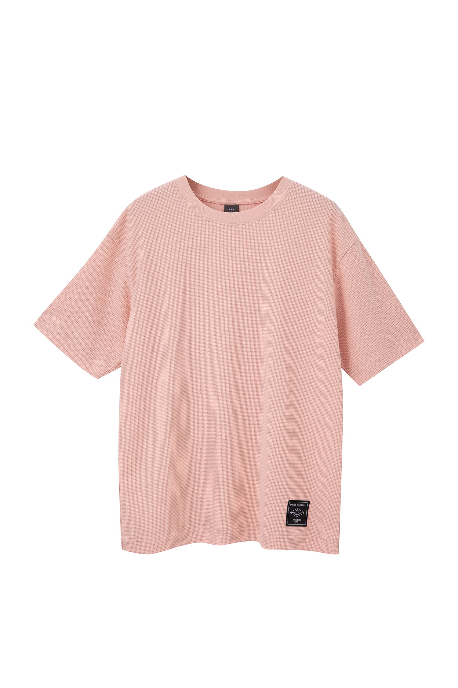 (B) Waffle Crew Neck Tee - Blush