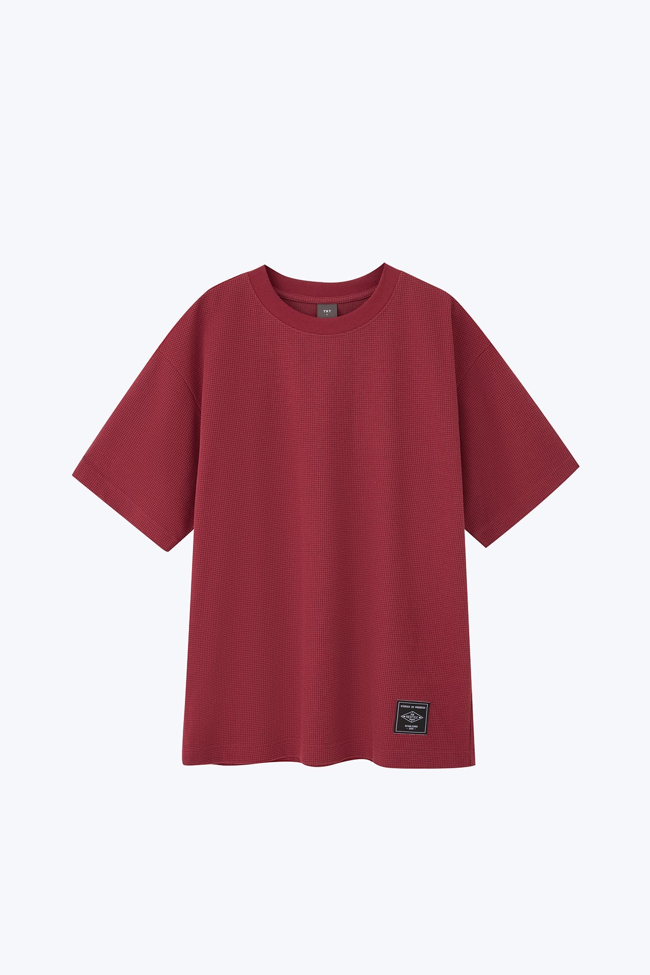 (B) Waffle Crew Neck Tee - Burgundy