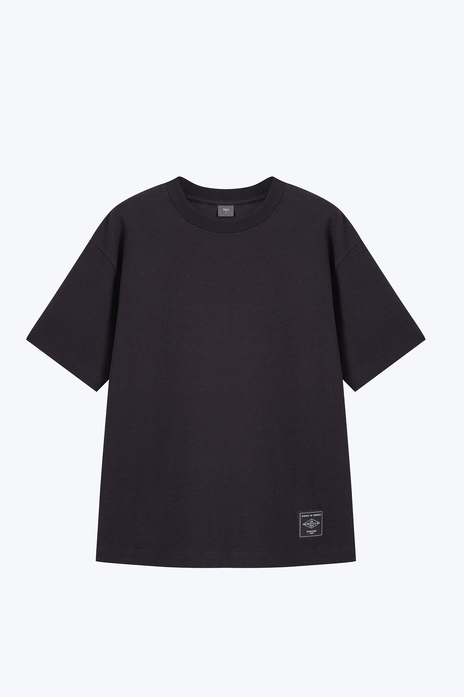 (B) Waffle Crew Neck Tee - Charcoal