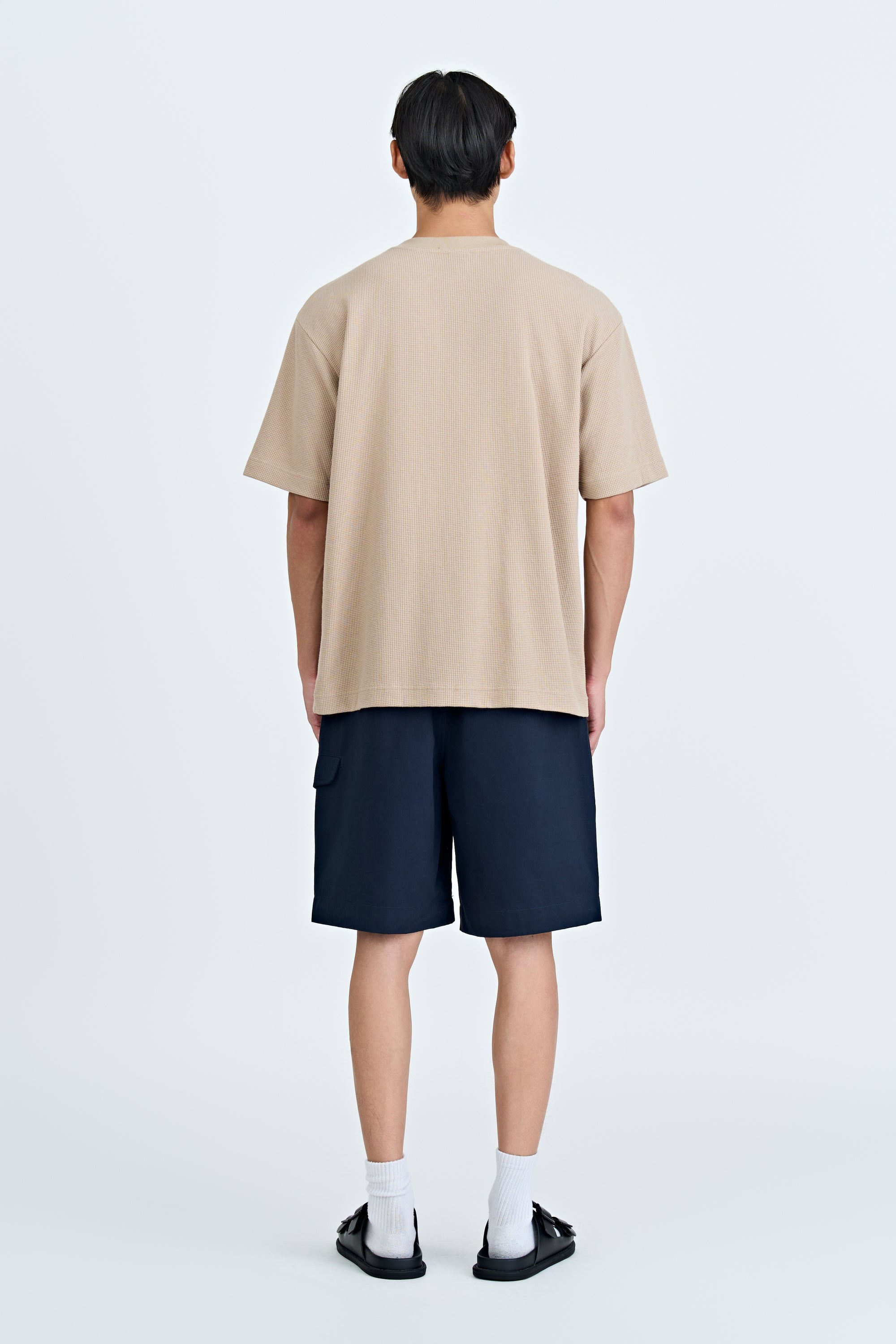 (B) Waffle Crew Neck Tee - Khaki