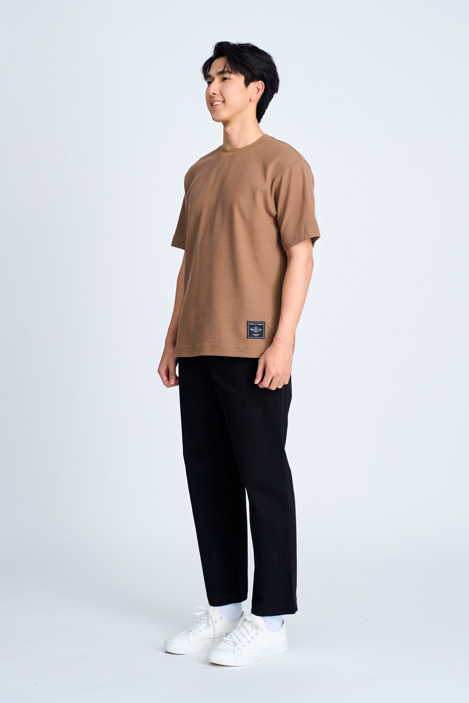 (B) Waffle Crew Neck Tee - Taupe