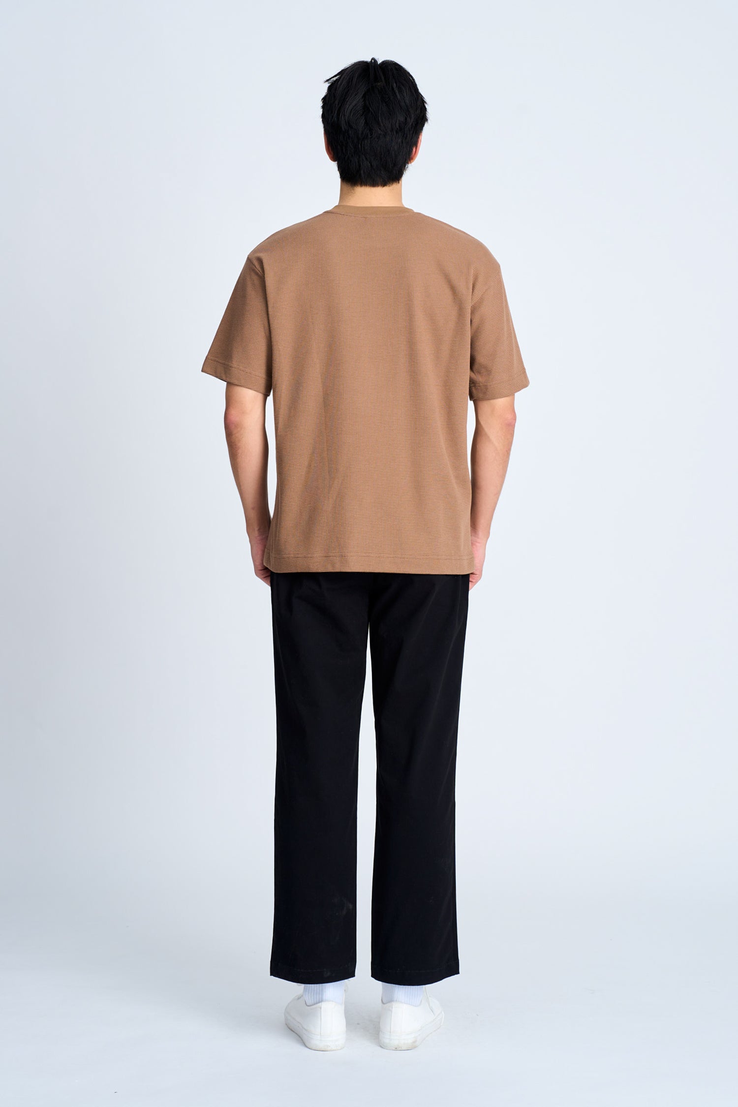 (B) Waffle Crew Neck Tee - Taupe