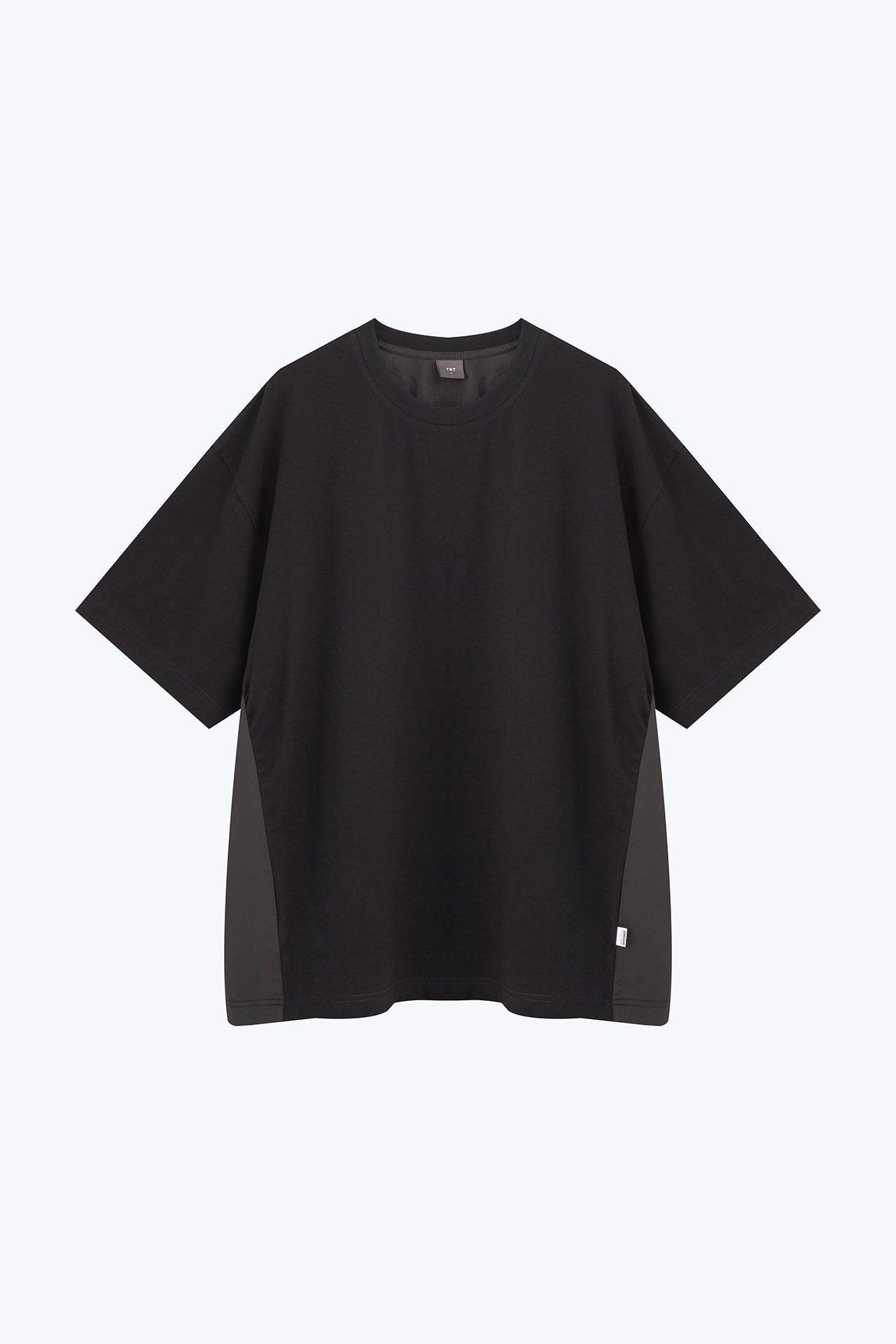Dual Fabric Oversized Tee - Black