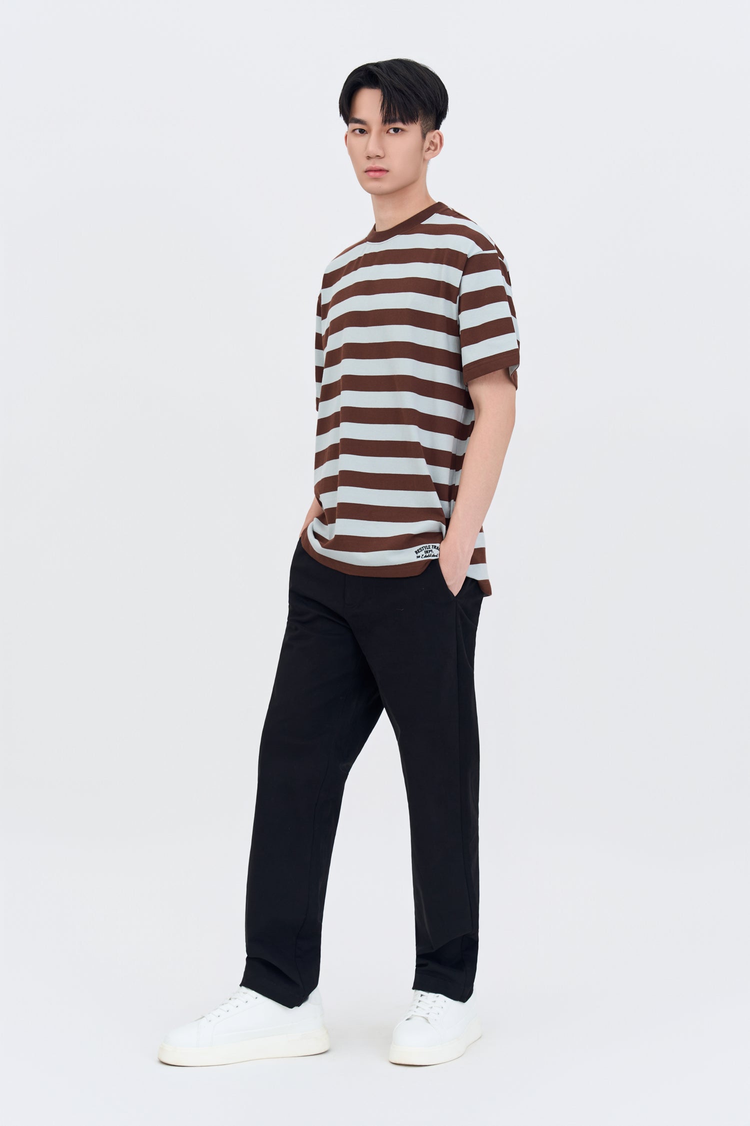 (C) Broad Stripes Tee - Brown