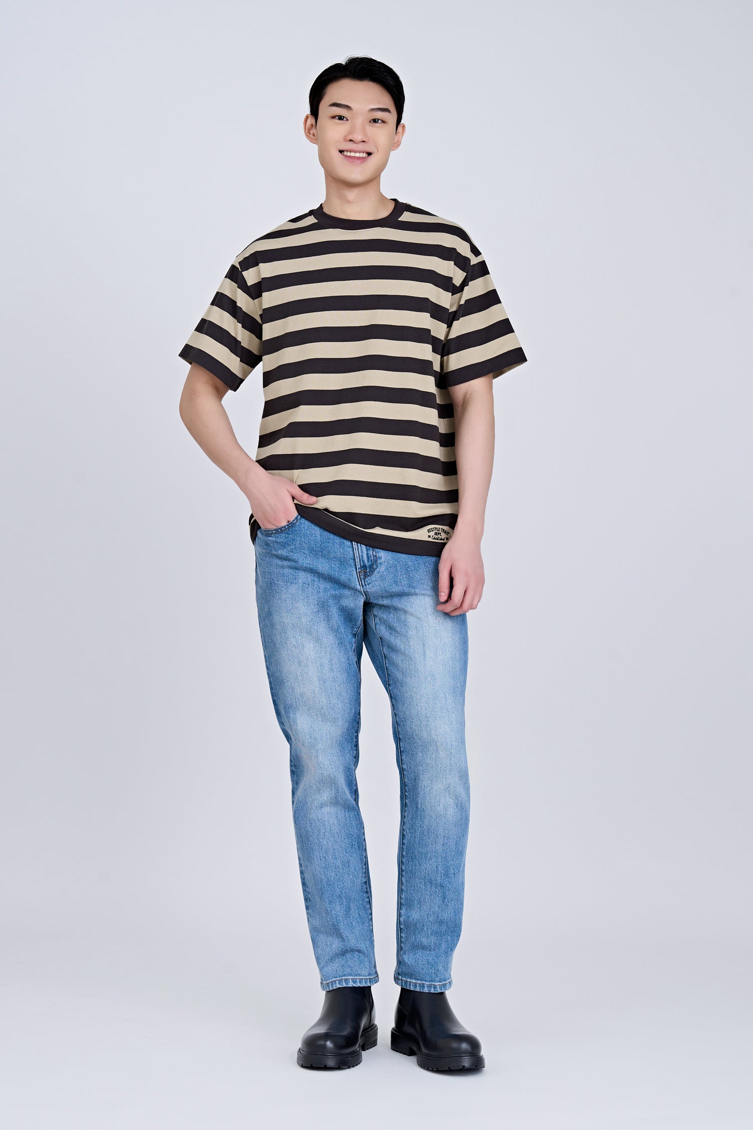 (C) Broad Stripes Tee - Taupe