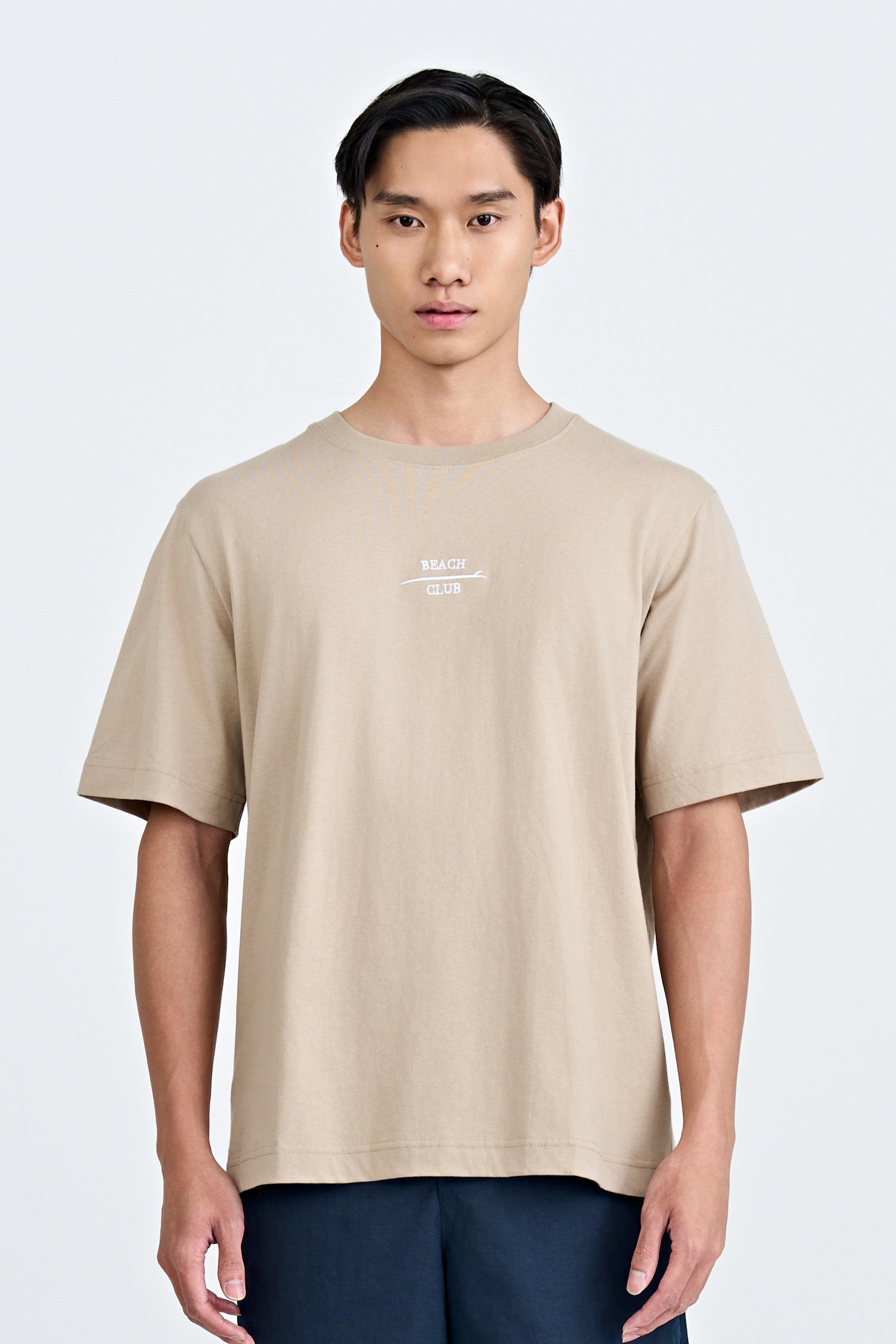 (A) Jersey "Beach Club" Embroidery Tee - Taupe
