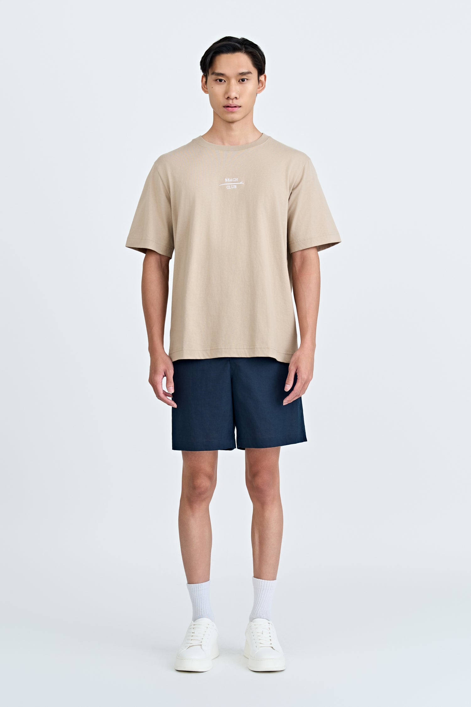 (A) Jersey "Beach Club" Embroidery Tee - Taupe