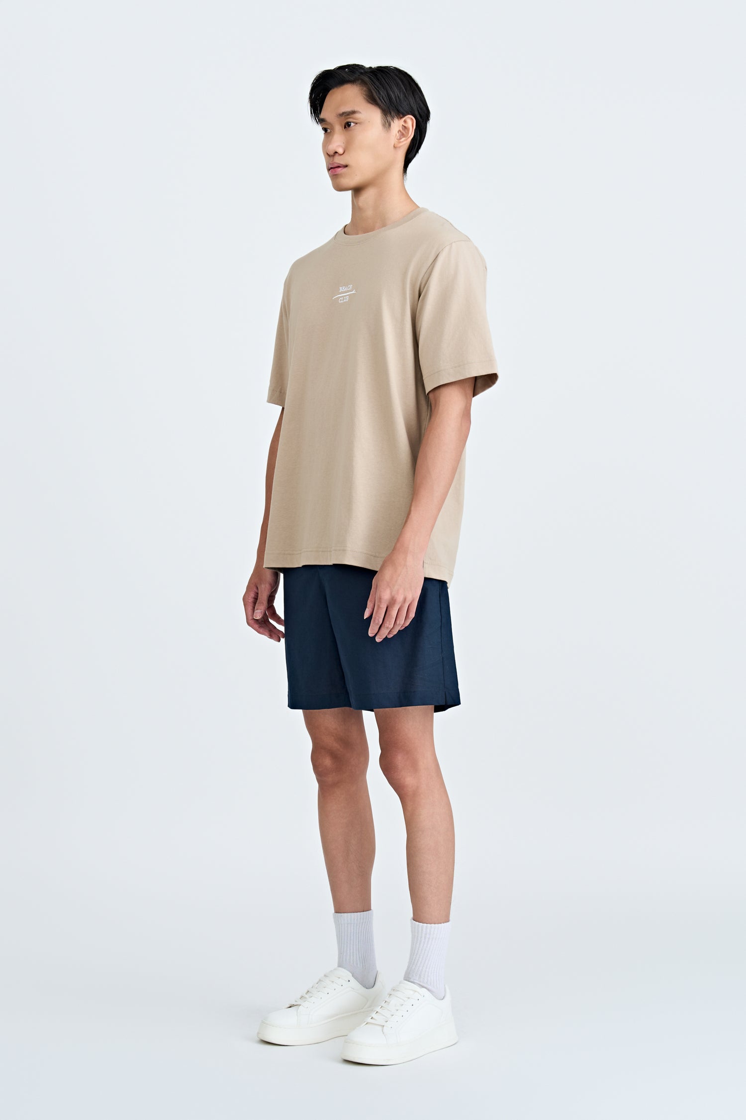 (A) Jersey "Beach Club" Embroidery Tee - Taupe