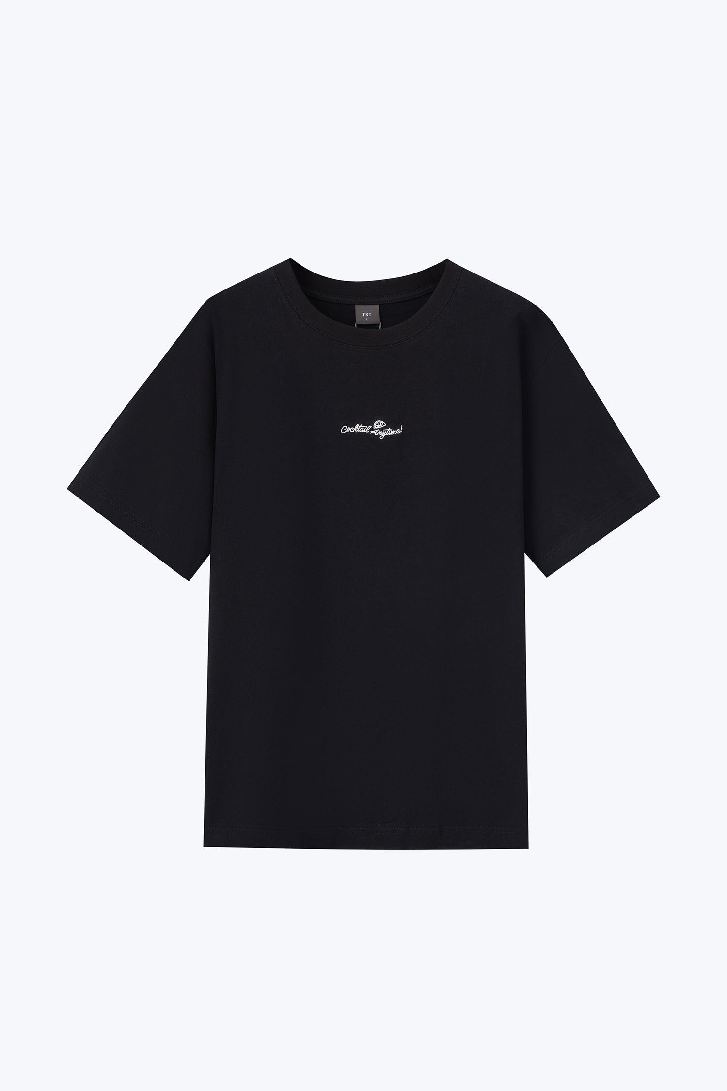 (A) Jersey "Cocktail Anytime" Embroidery Tee - Black