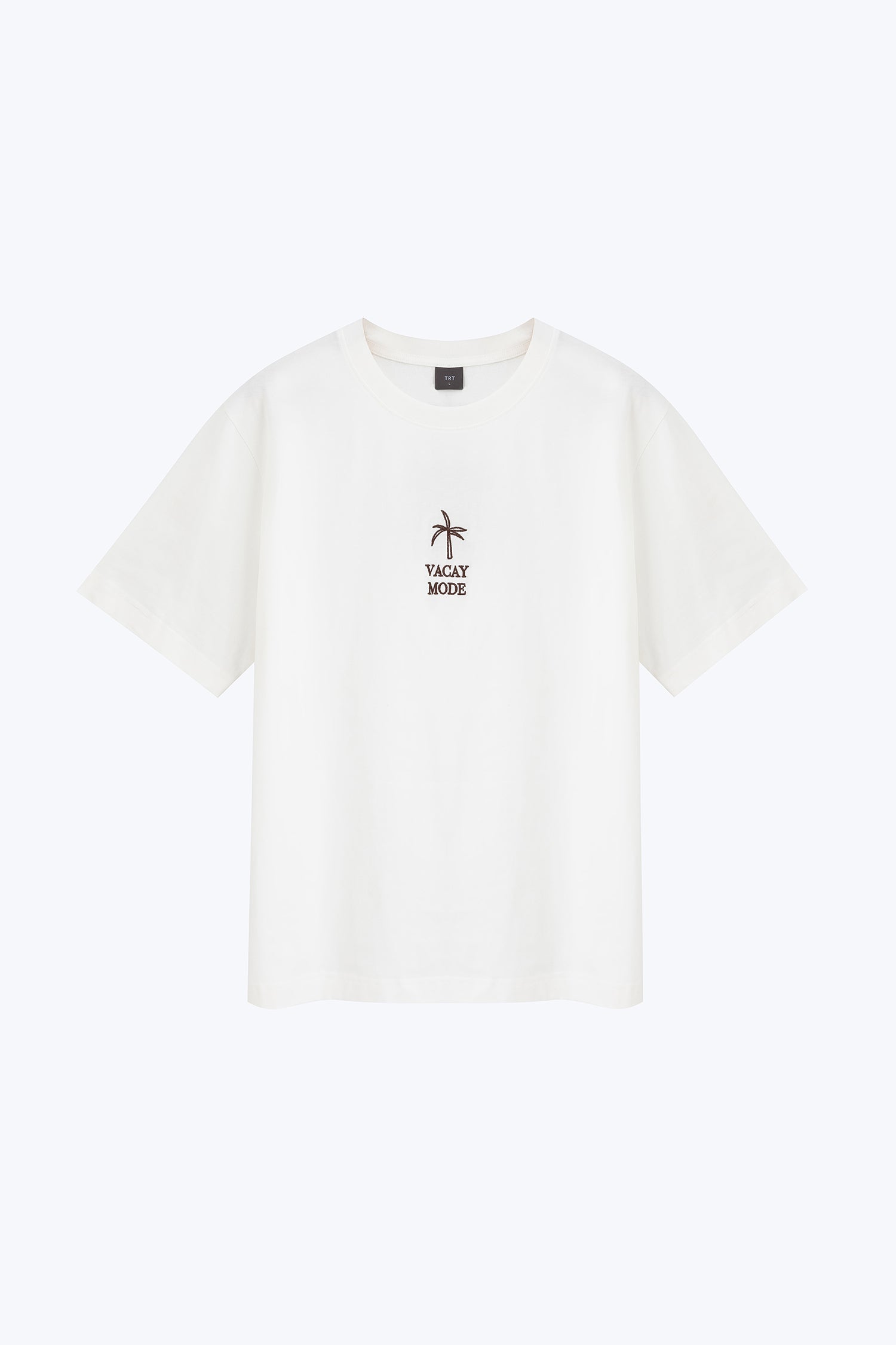 (A) Jersey "Vacay Mode" Embroidery Tee - Cream