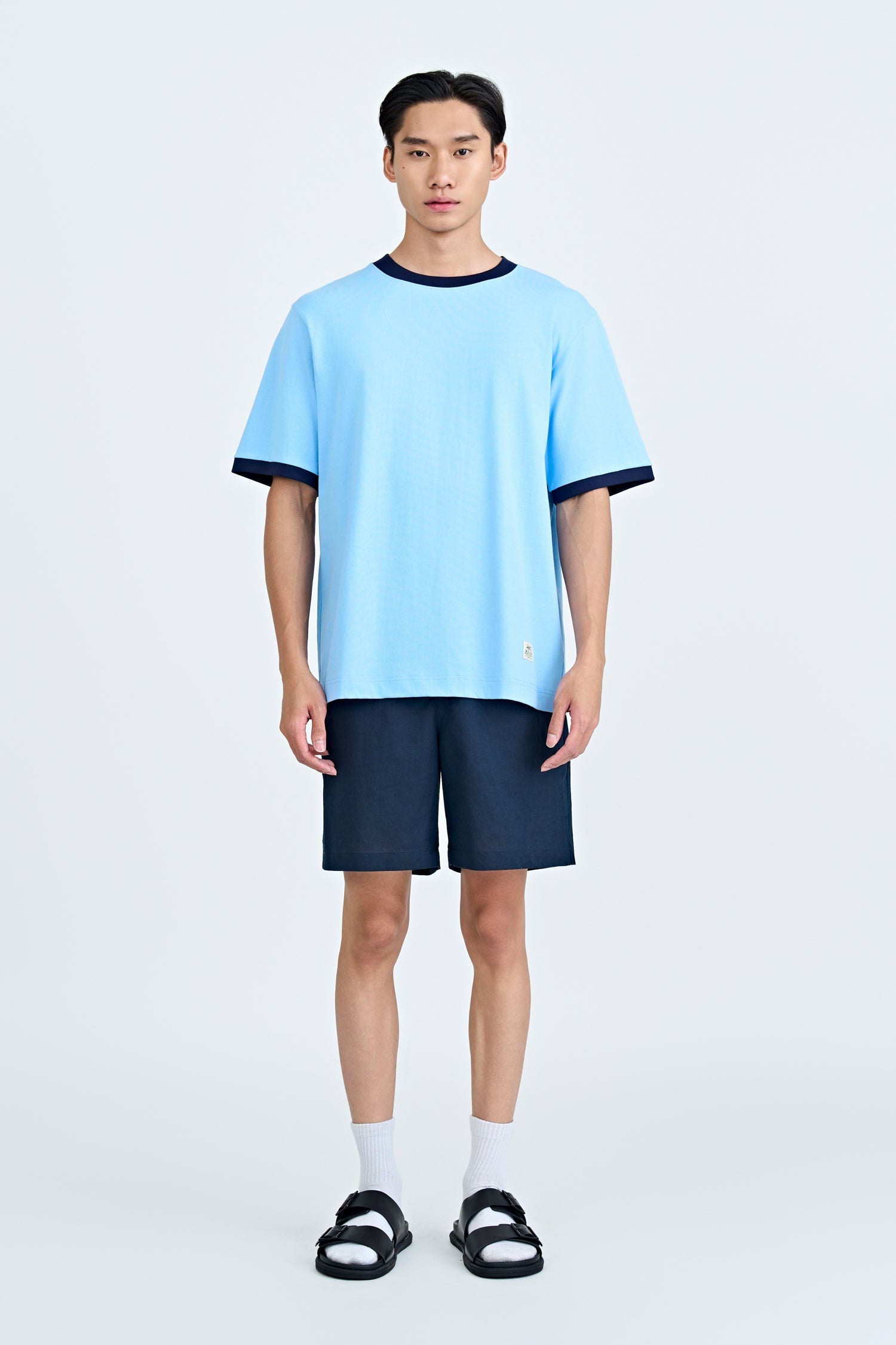 (A) Relaxed Fit Tee With Vacay Label - Sky Blue