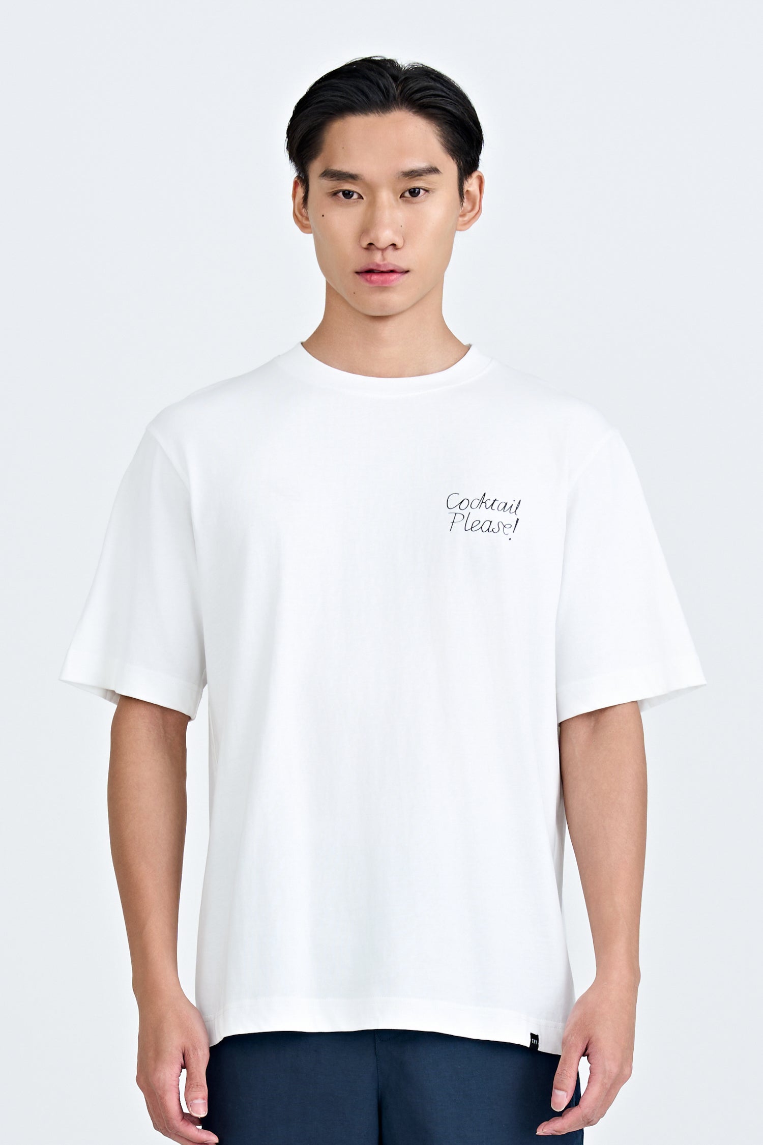 (A) Relaxed Fit Tee with Cocktail Please Print - Cream