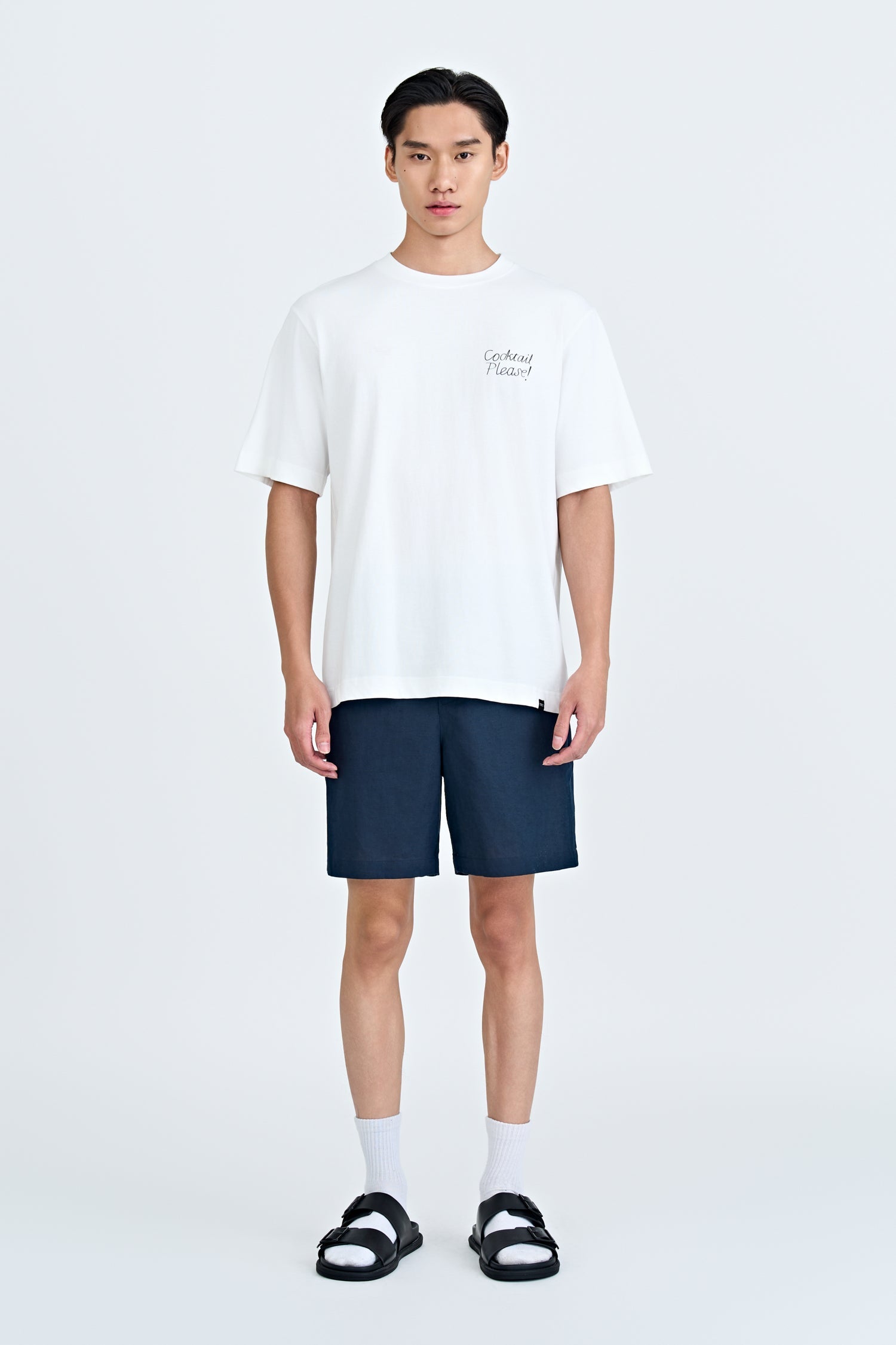 (A) Relaxed Fit Tee with Cocktail Please Print - Cream