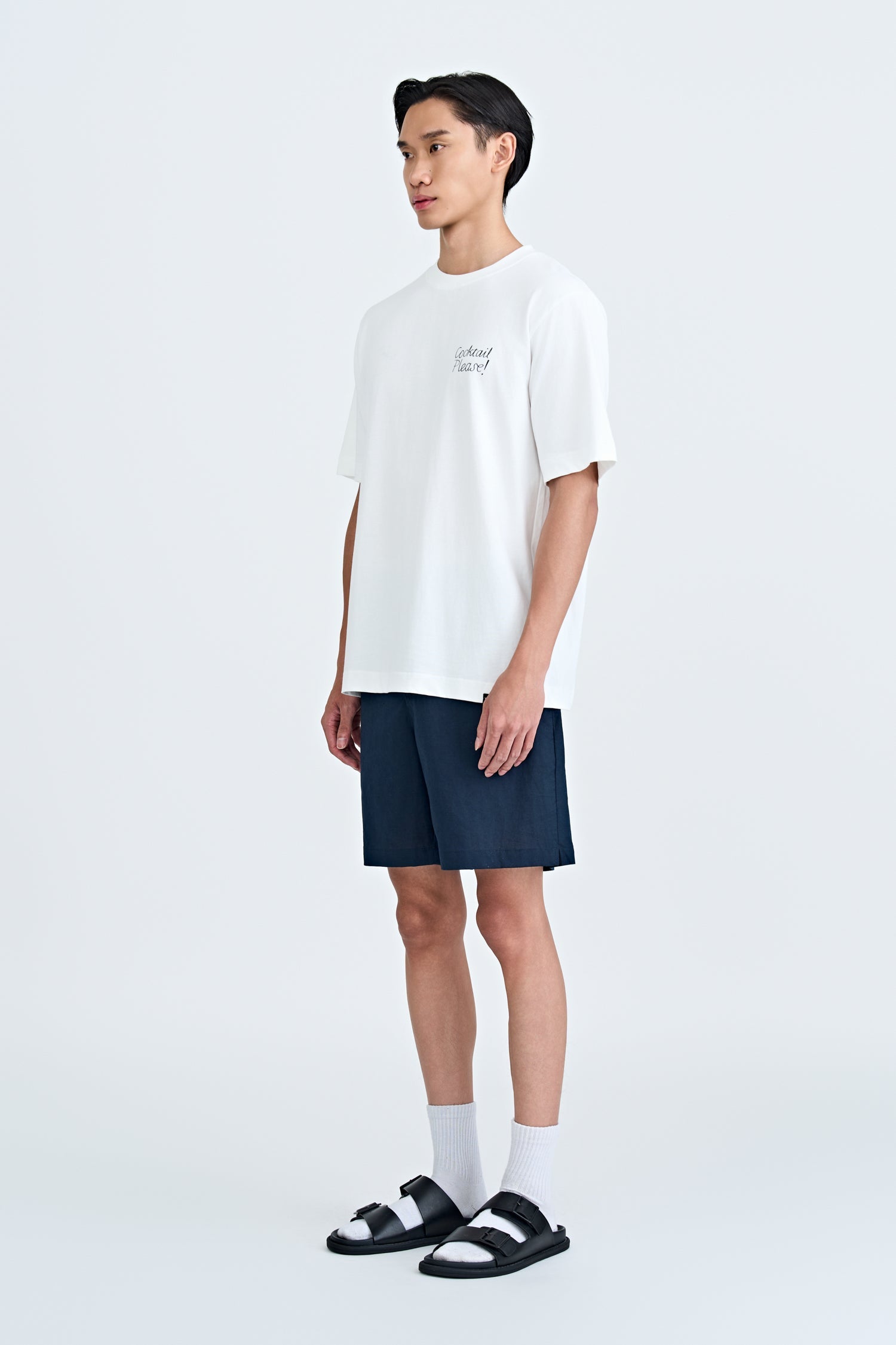 (A) Relaxed Fit Tee with Cocktail Please Print - Cream