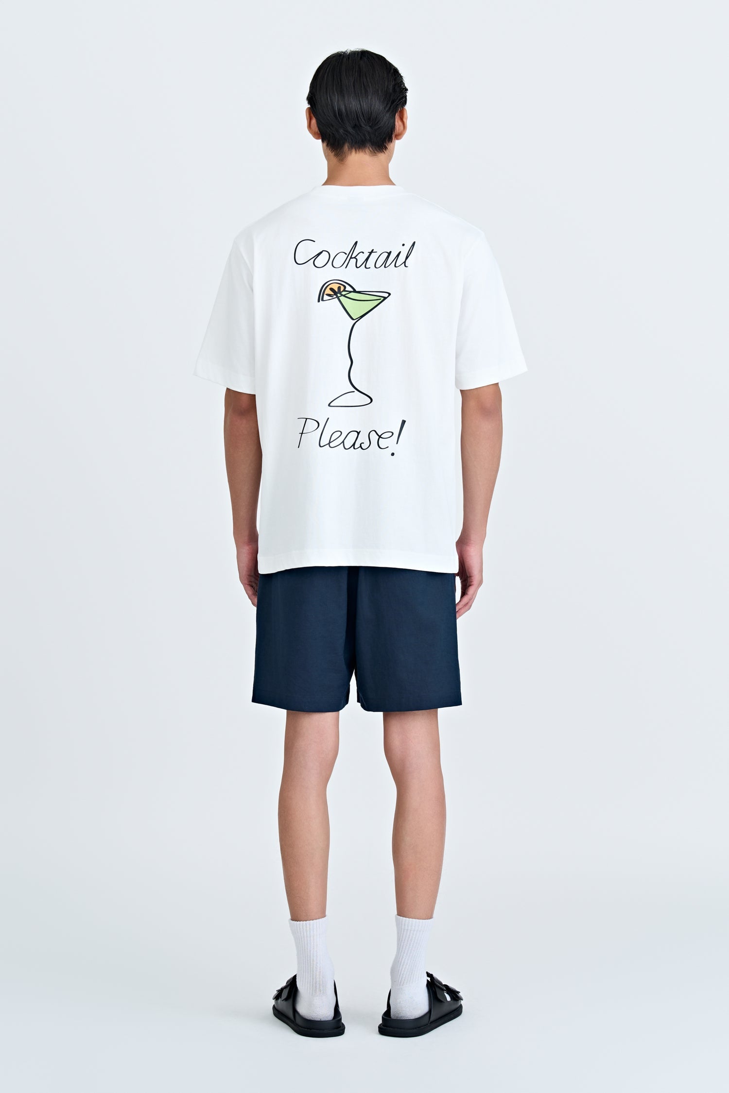 (A) Relaxed Fit Tee with Cocktail Please Print - Cream