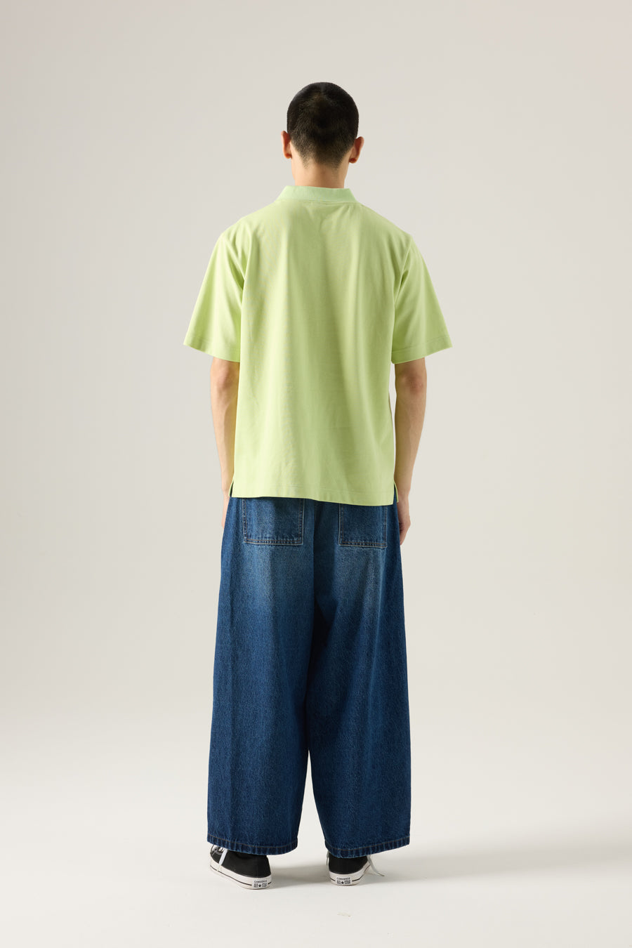 (B) Boxy Open Collar Polo - Pistachio