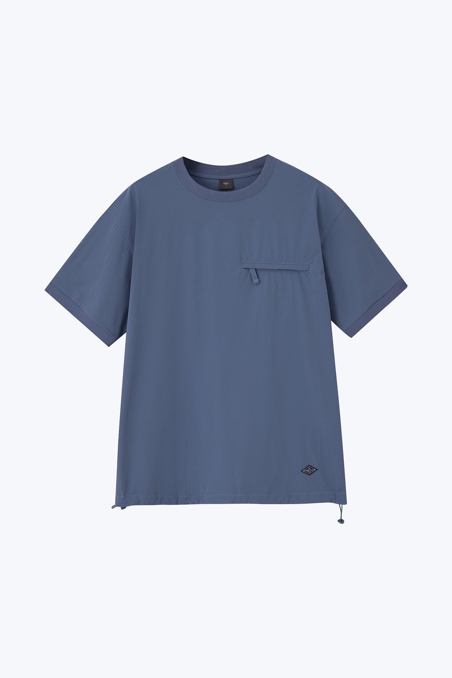 Nylon Drawstring Hem Welt Pocket Tee - Steel Blue