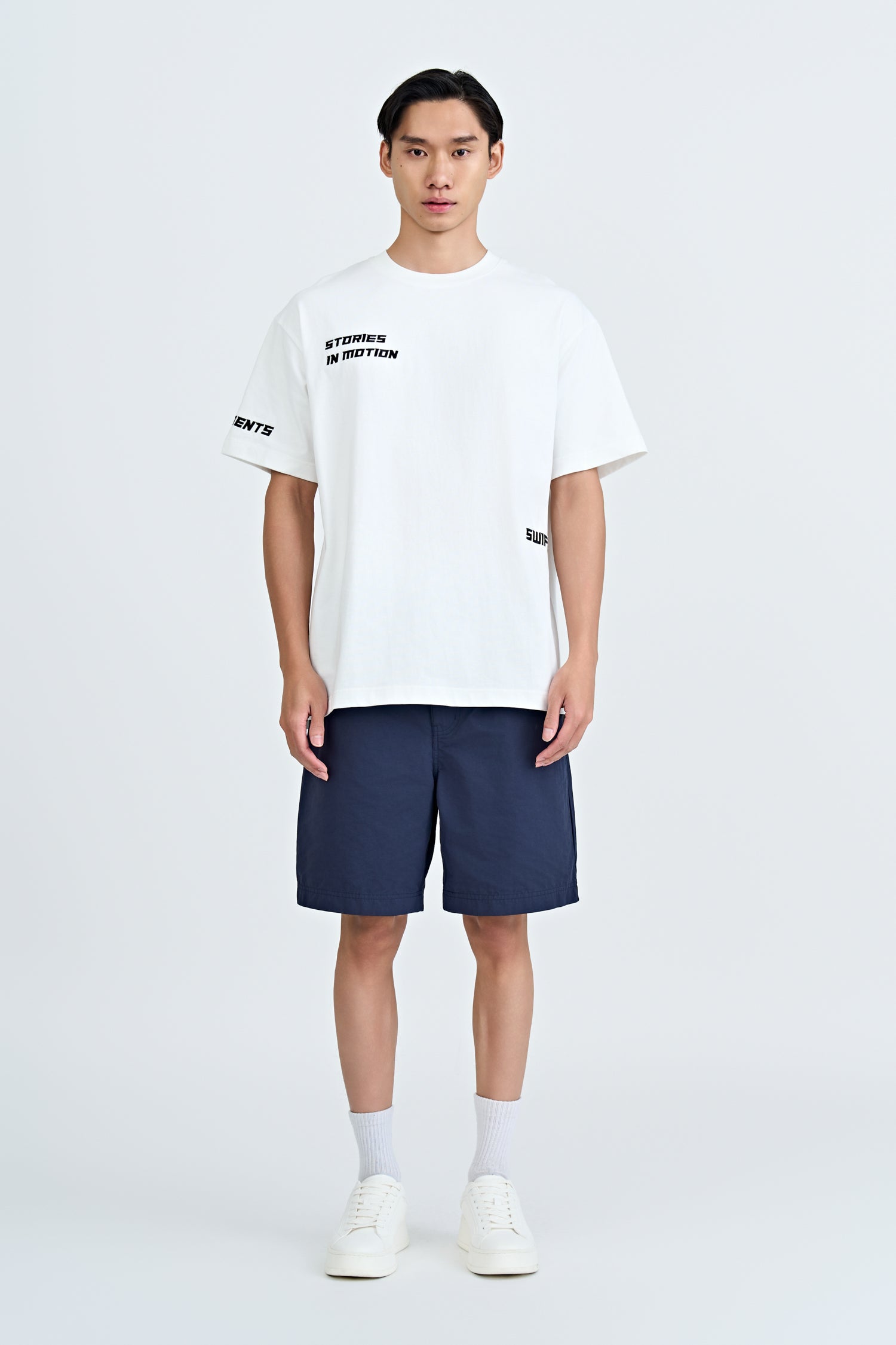 "Stories In Motion" Embroidery Tee - Cream