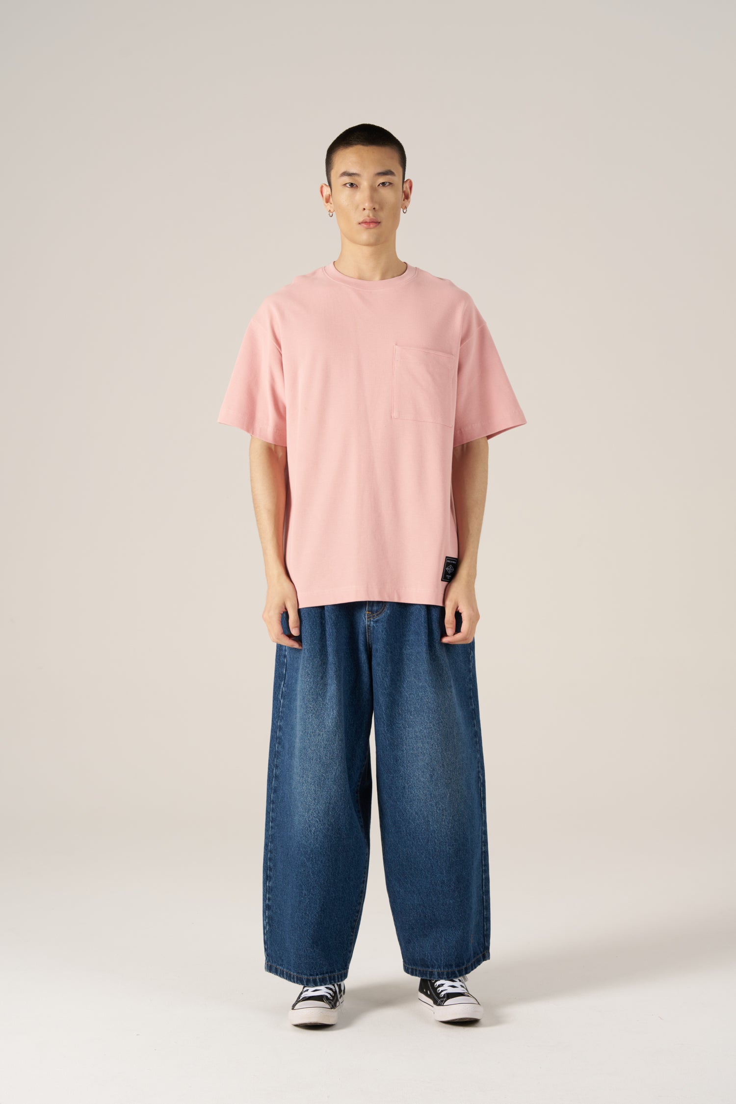 (C) Oversized Waffle Jersey Tee - Dusty Pink