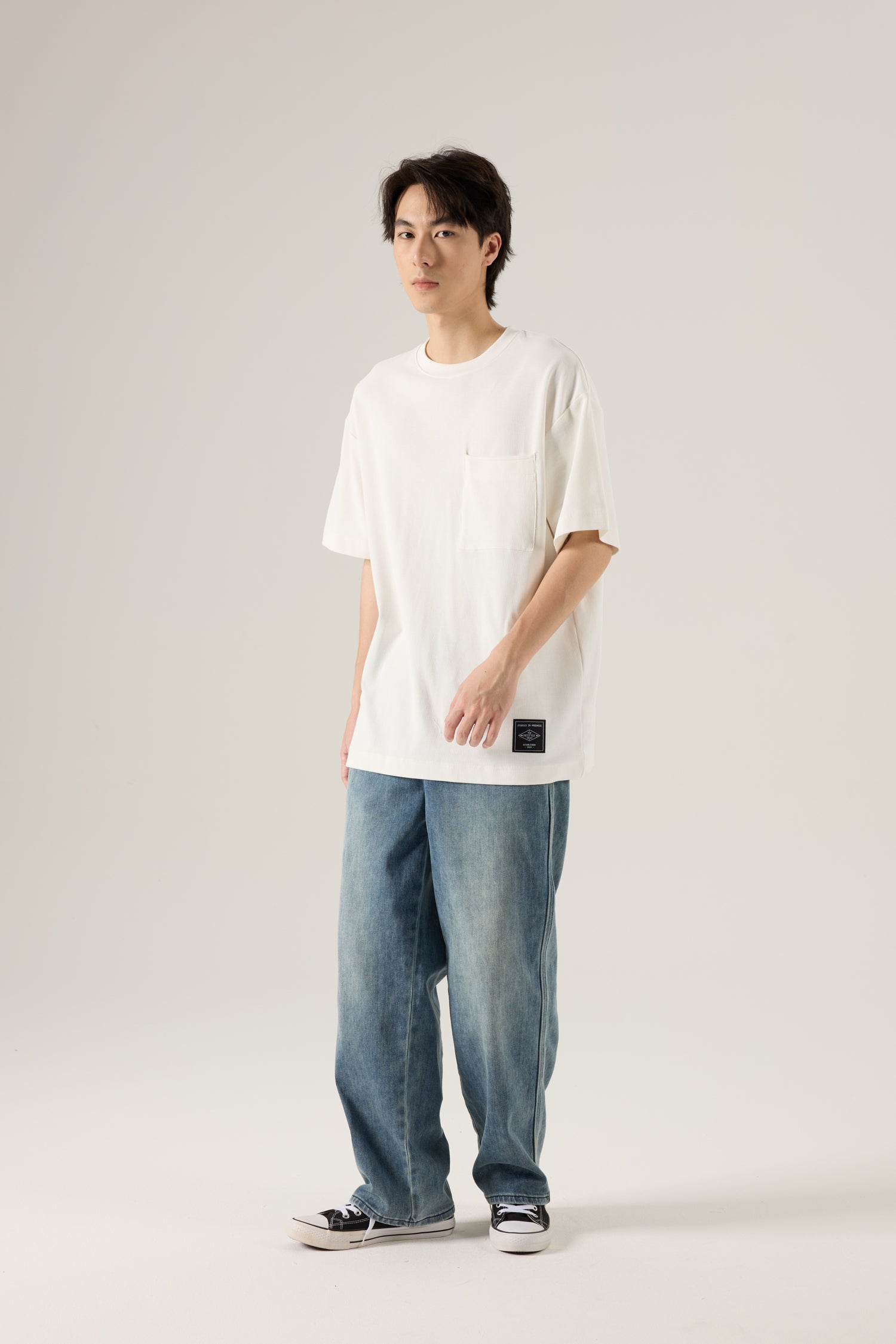 (C) Oversized Waffle Jersey Tee - Cream