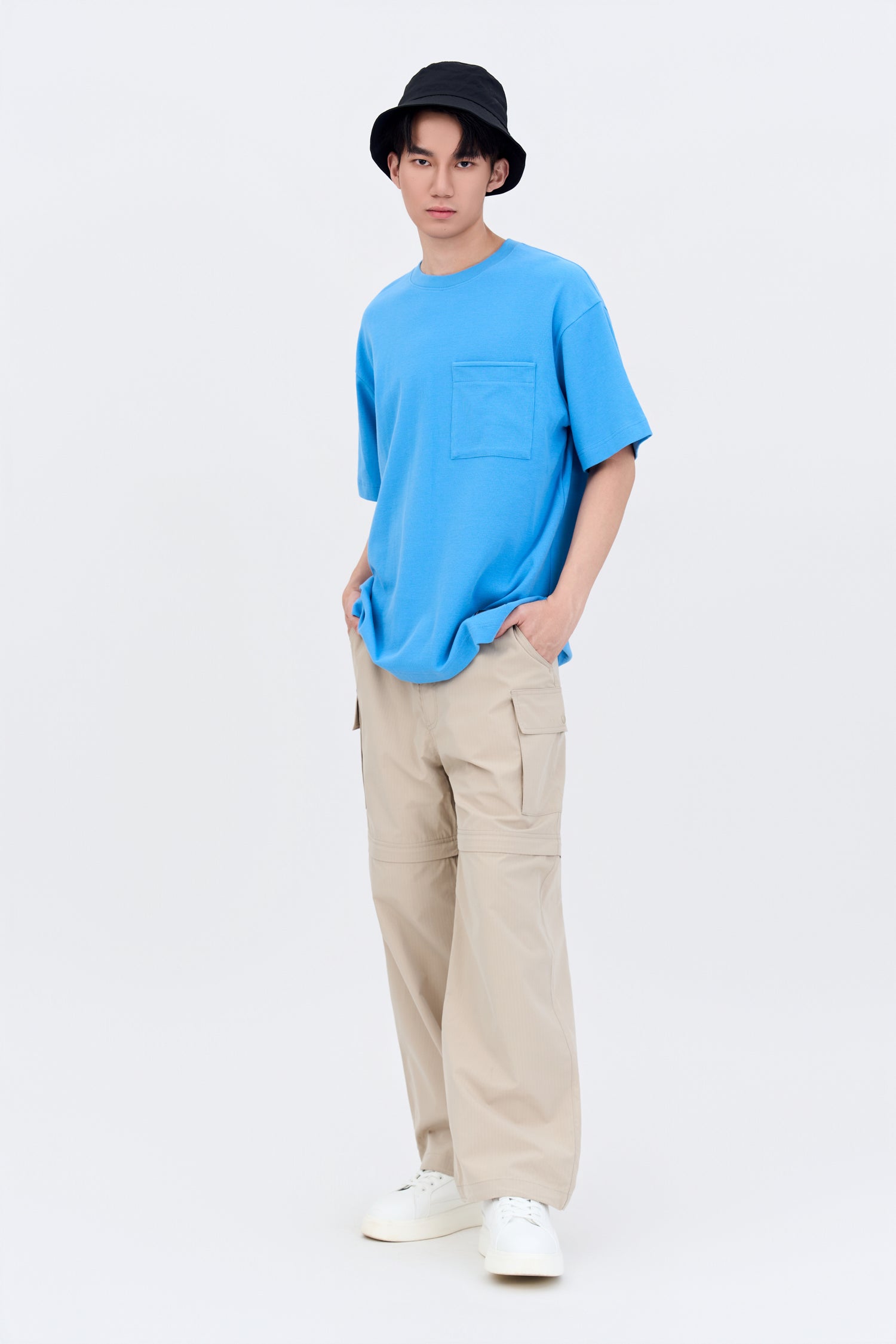 (C) Oversized Waffle Jersey Tee - Dusty Blue