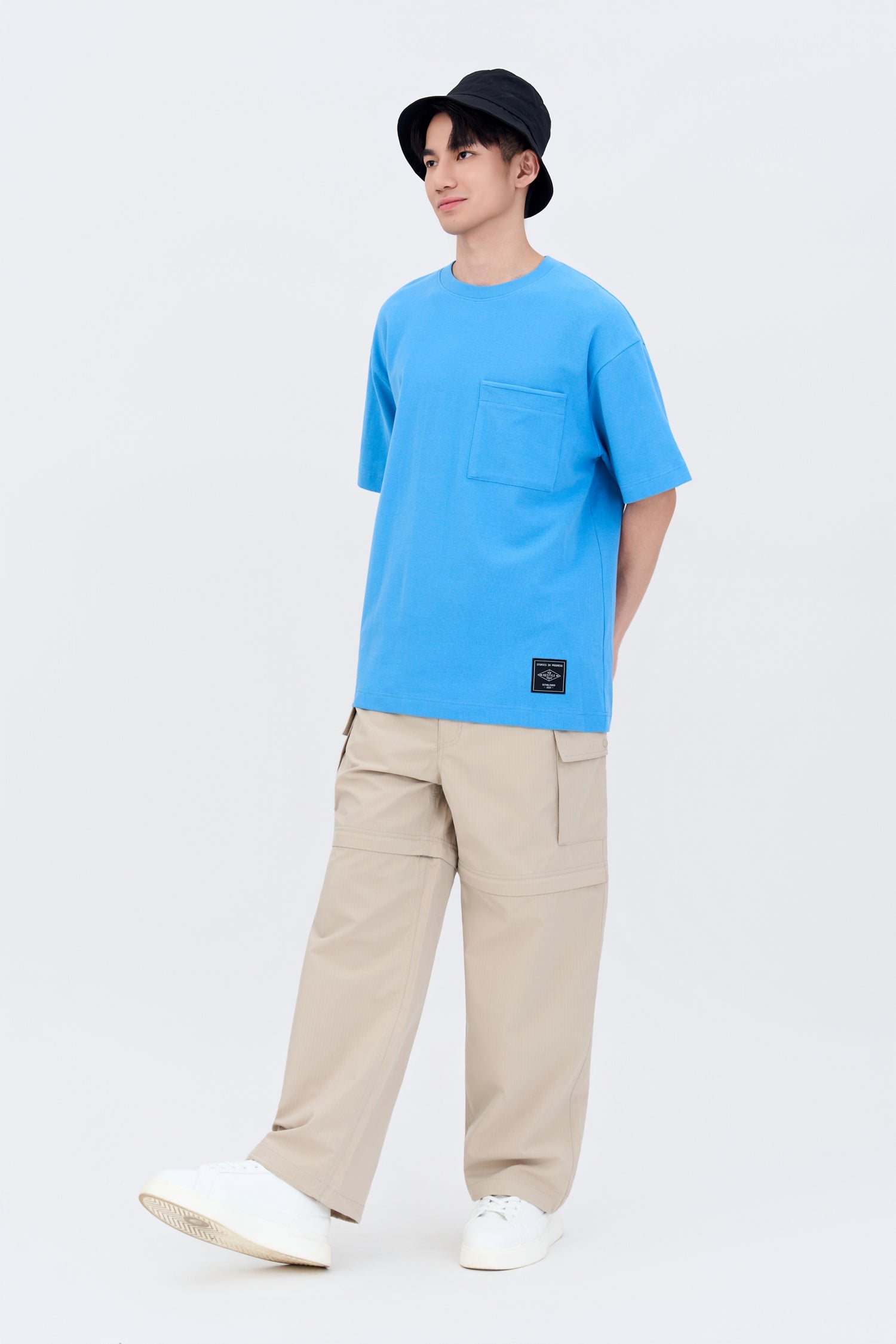 (C) Oversized Waffle Jersey Tee - Dusty Blue
