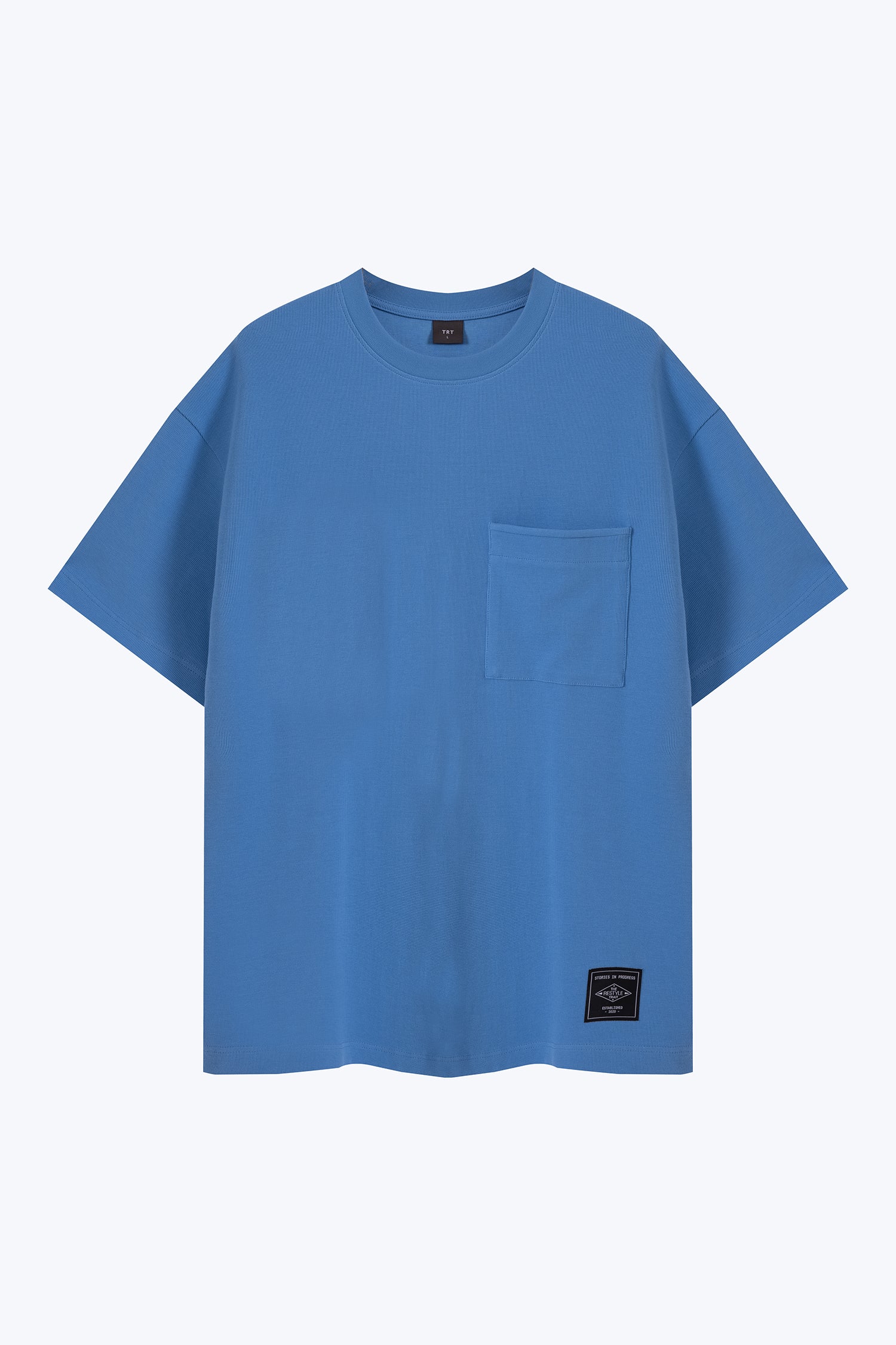 (C) Oversized Waffle Jersey Tee - Dusty Blue