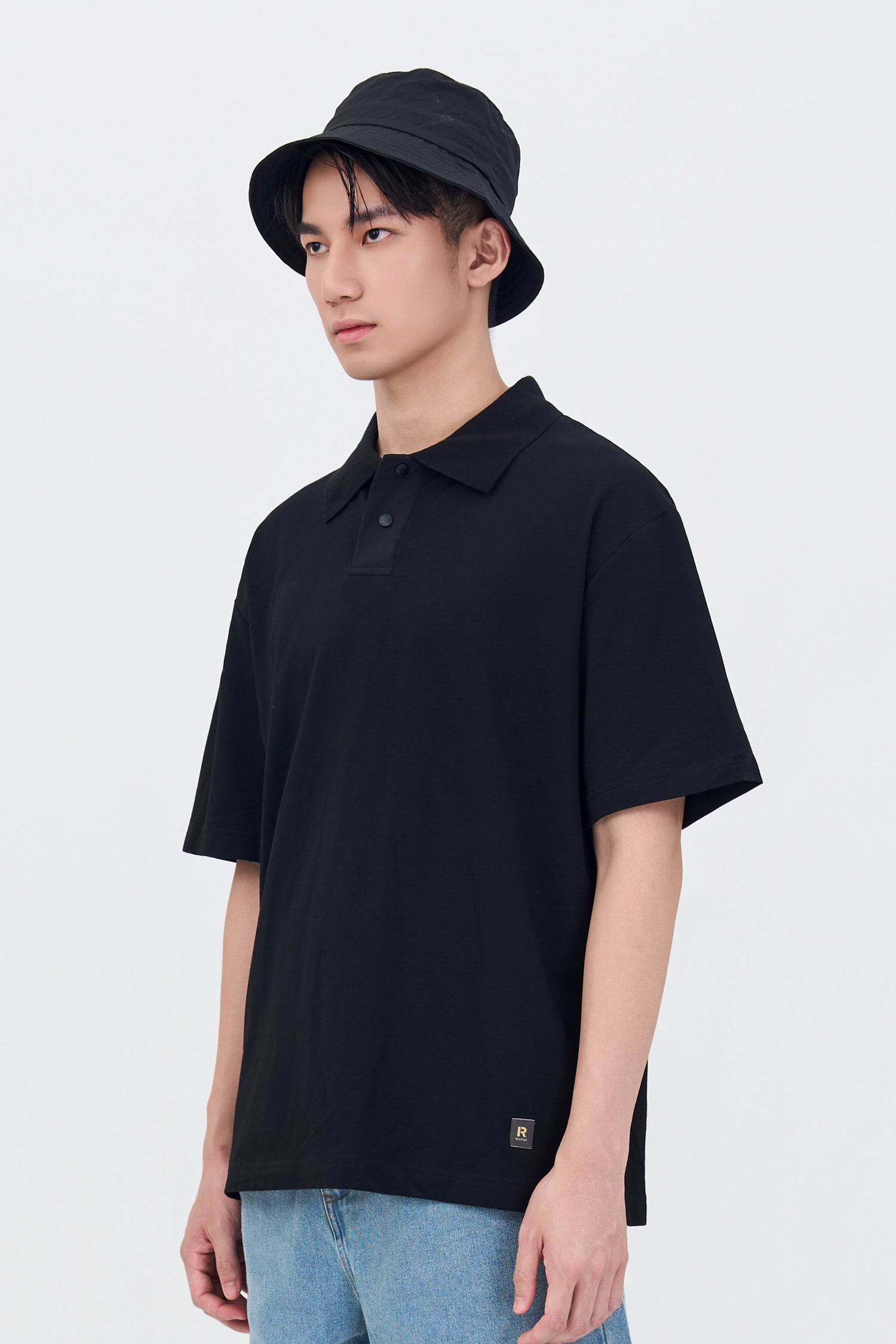 Relaxed Fit Polo Tee - Black