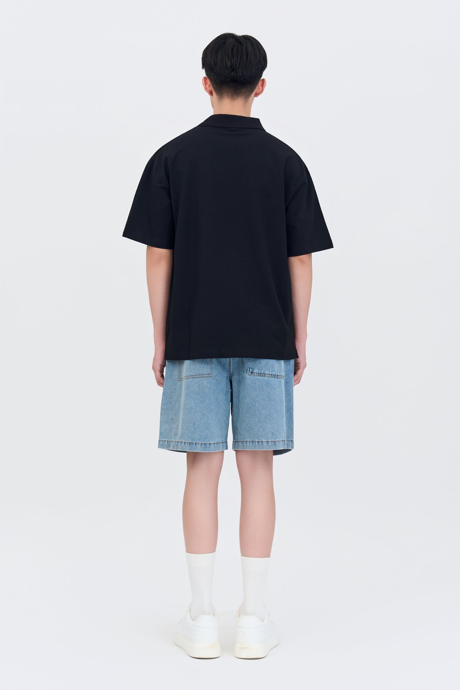 Relaxed Fit Polo Tee - Black