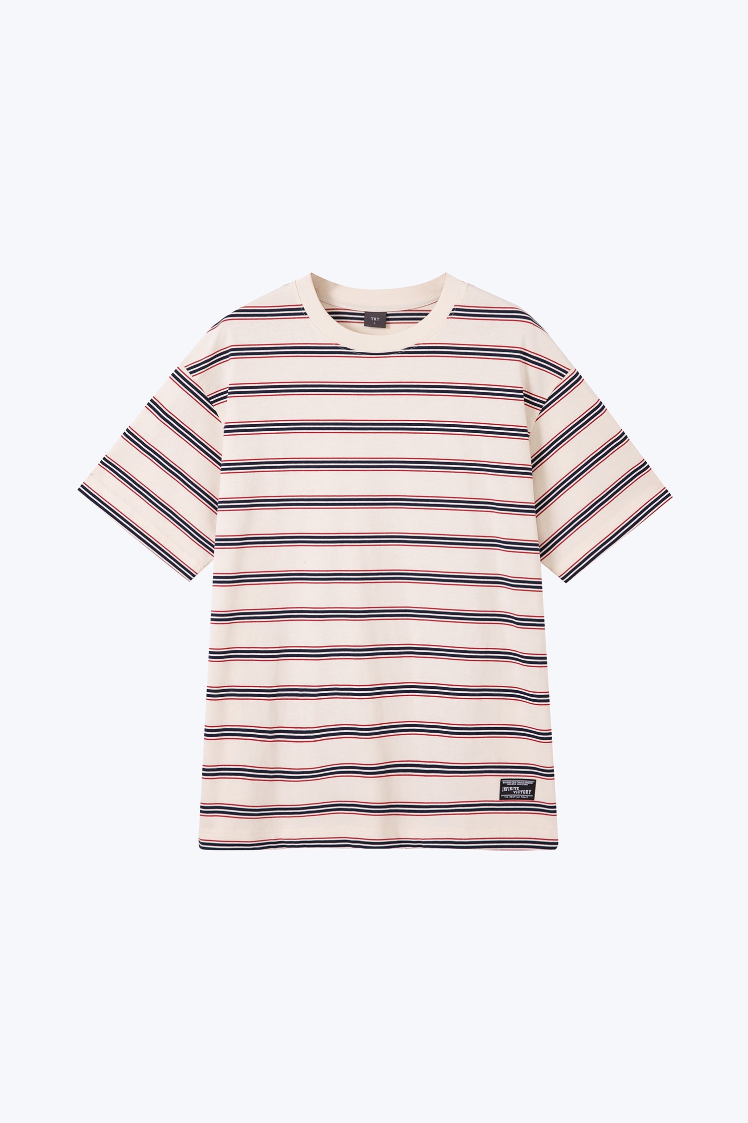 Oversized Collegiate Striped Tee - Cream Stripes