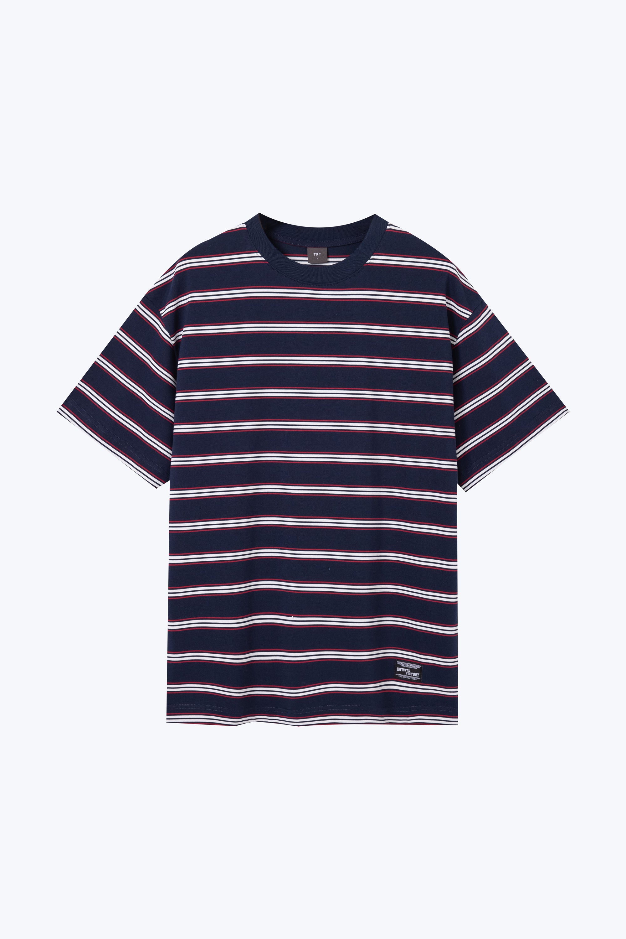 Oversized Collegiate Striped Tee - Navy Stripes