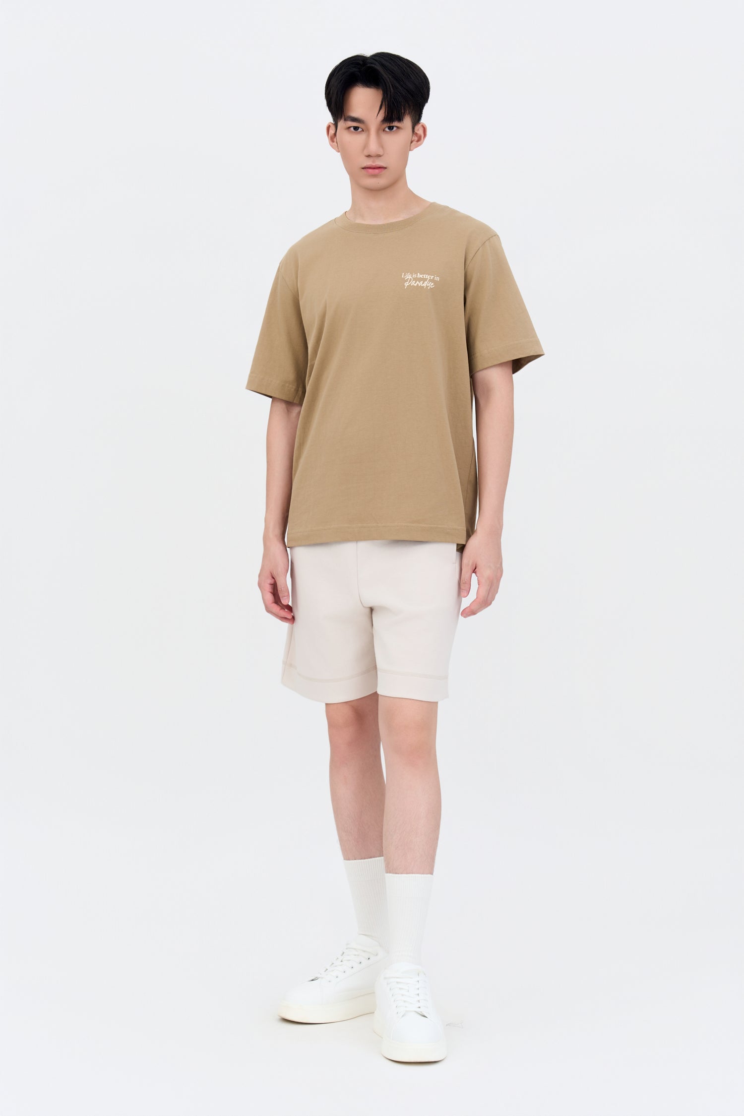Jersey "Paradise" Graphic Tee - Olive Brown