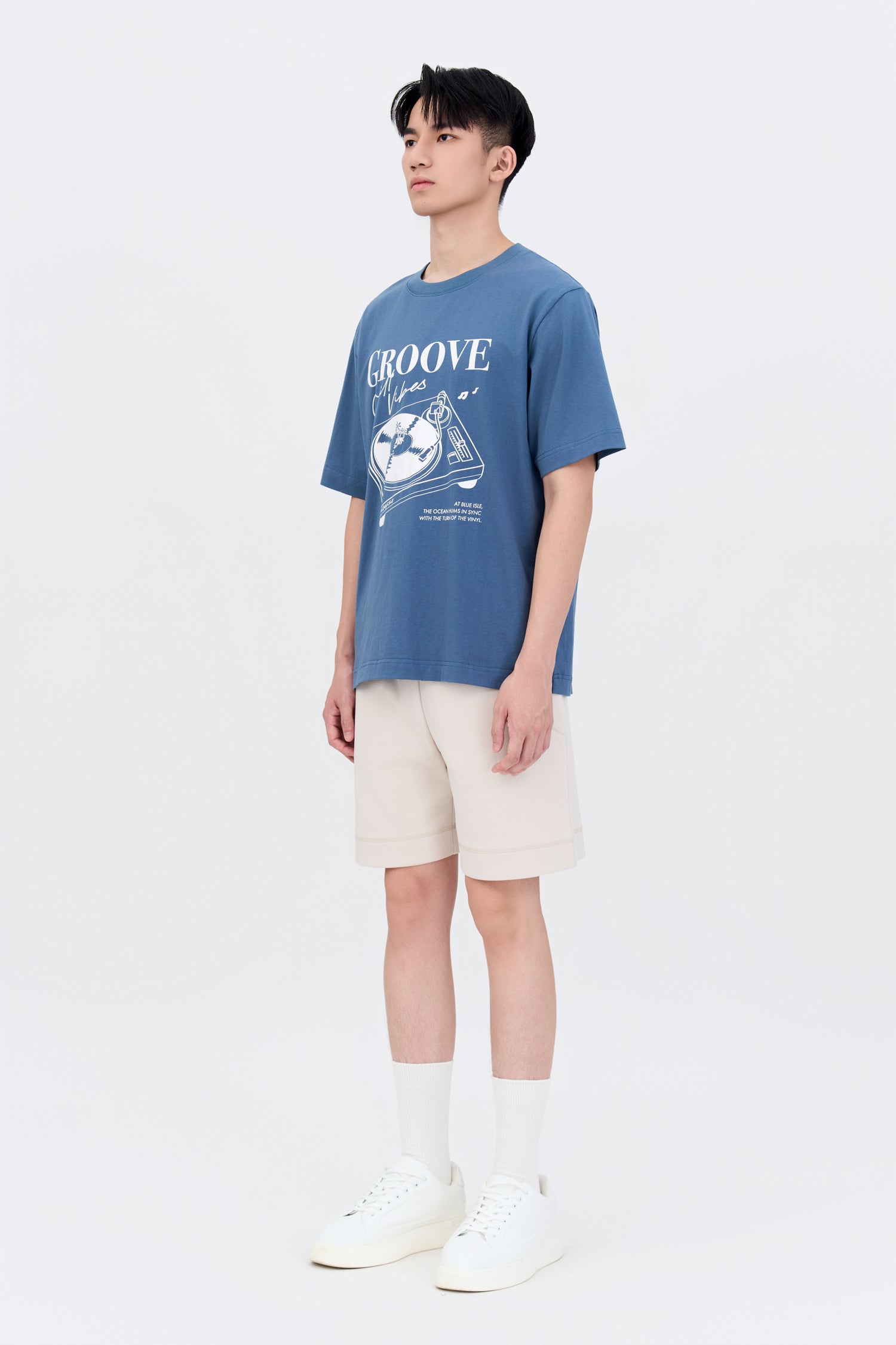 Jersey "Groove" Graphic Tee - Steel Blue