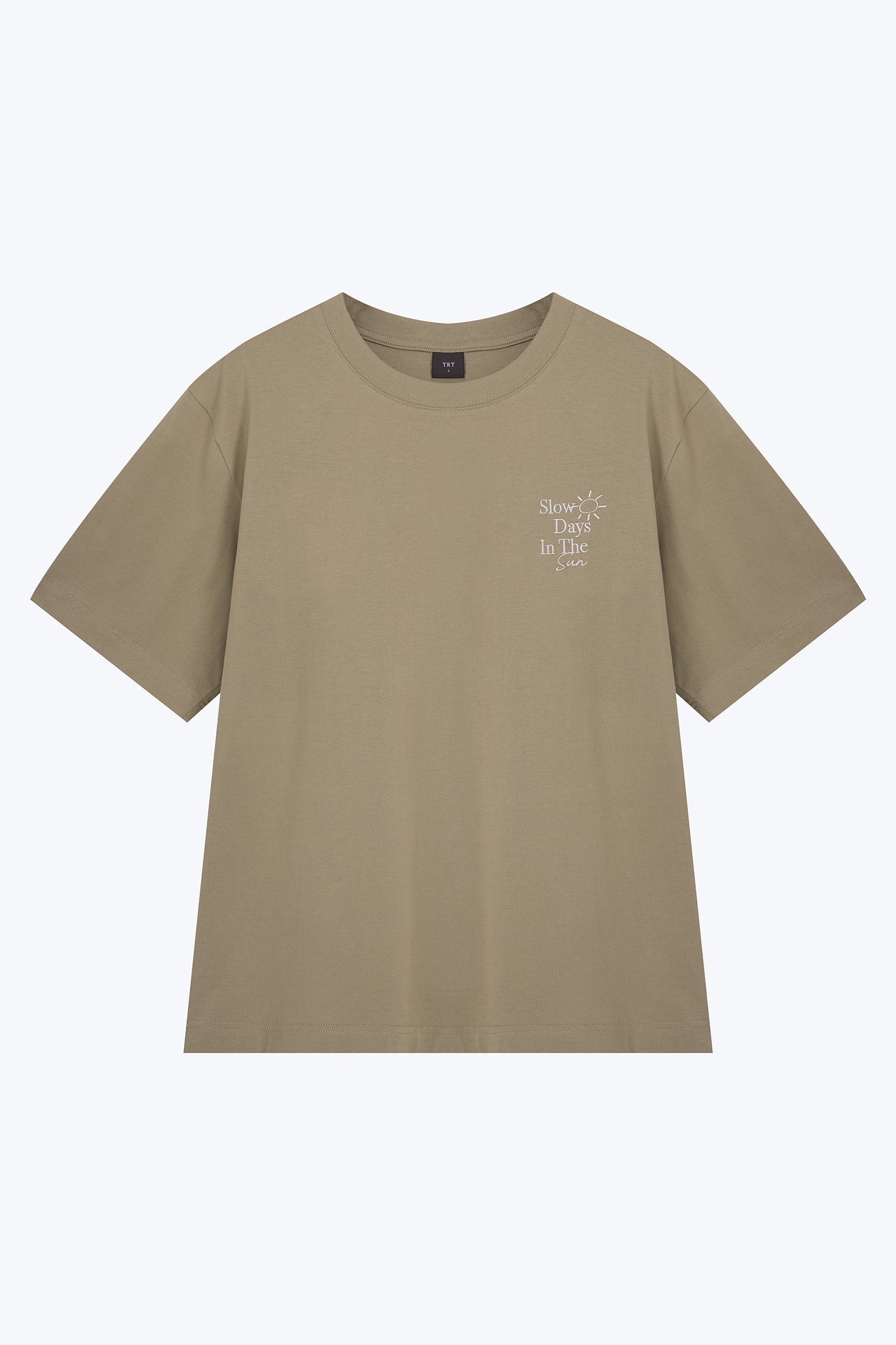 Jersey "Slow Days In The Sun" Embroidery Tee - Sage