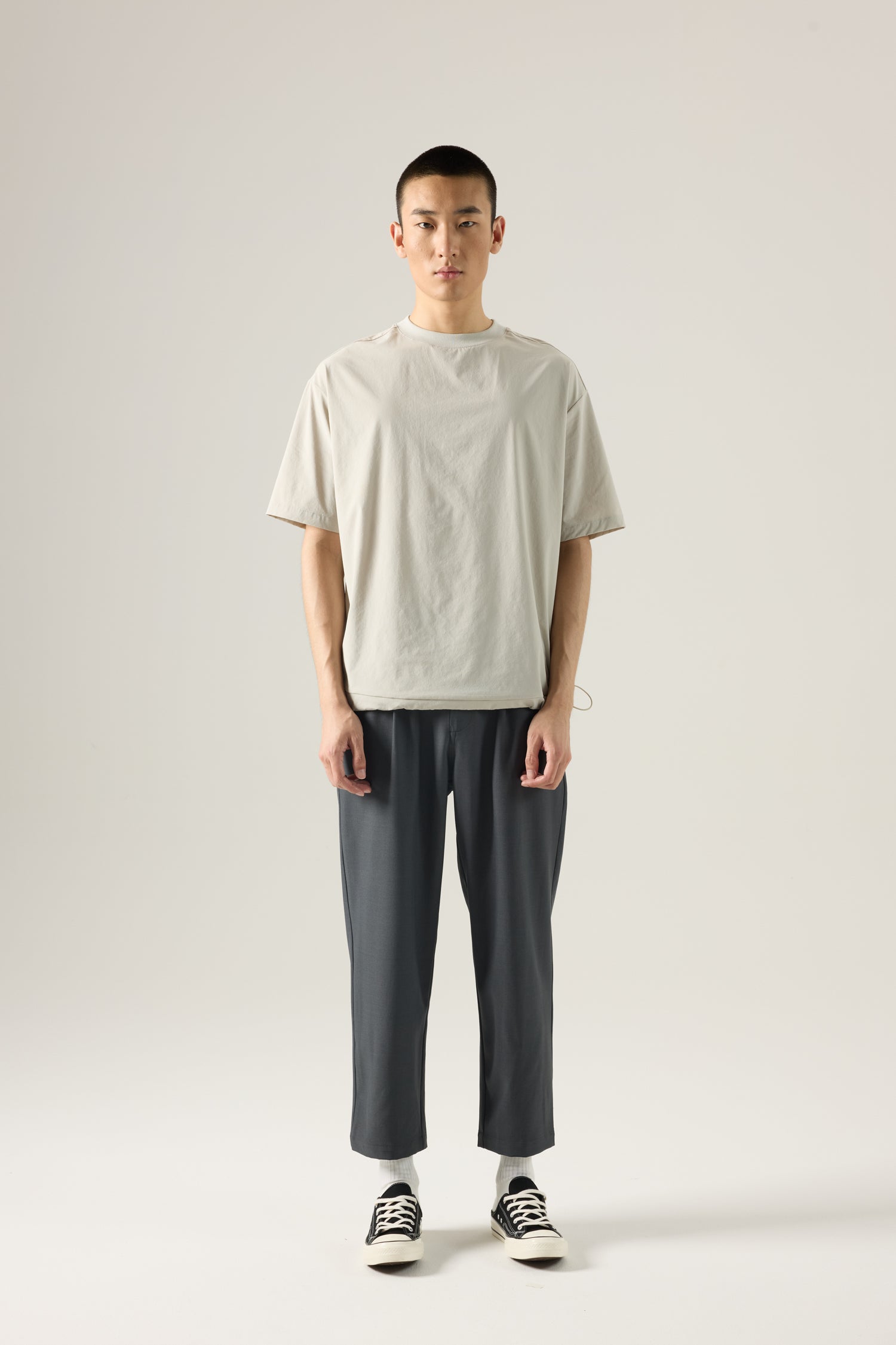 (C) Utility Panel Drawstring Tee - Sand