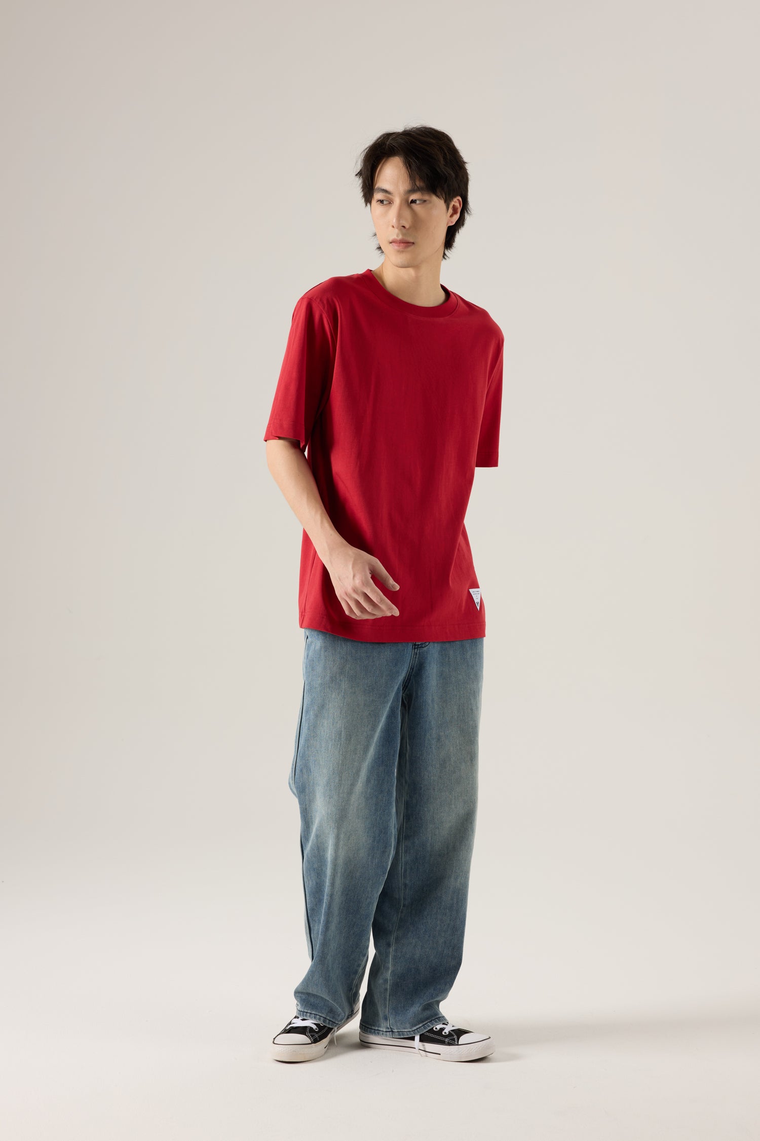 (A) Essential Crew Neck Tee - Red