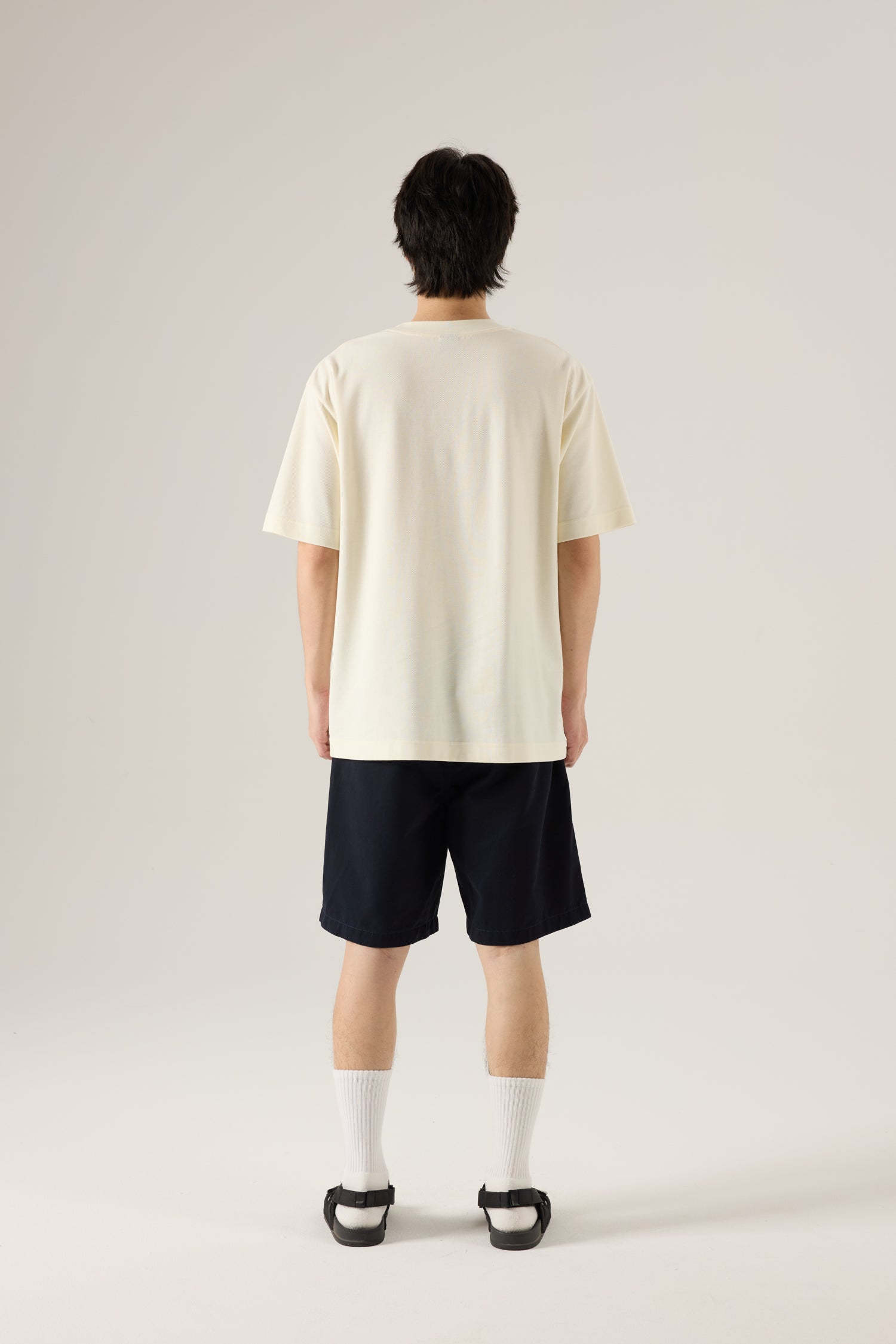(B) Twill Jersey Denim Pocket Tee - Cream