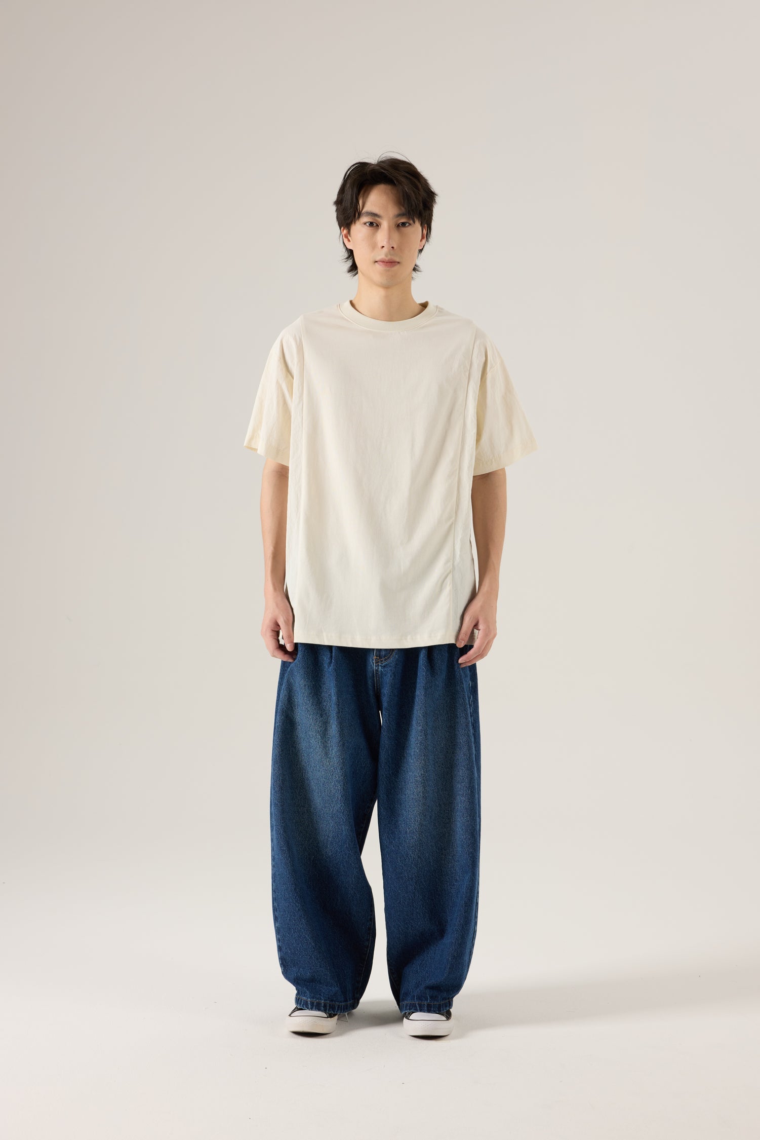 (C) Panelled Oversized Tee - Cream