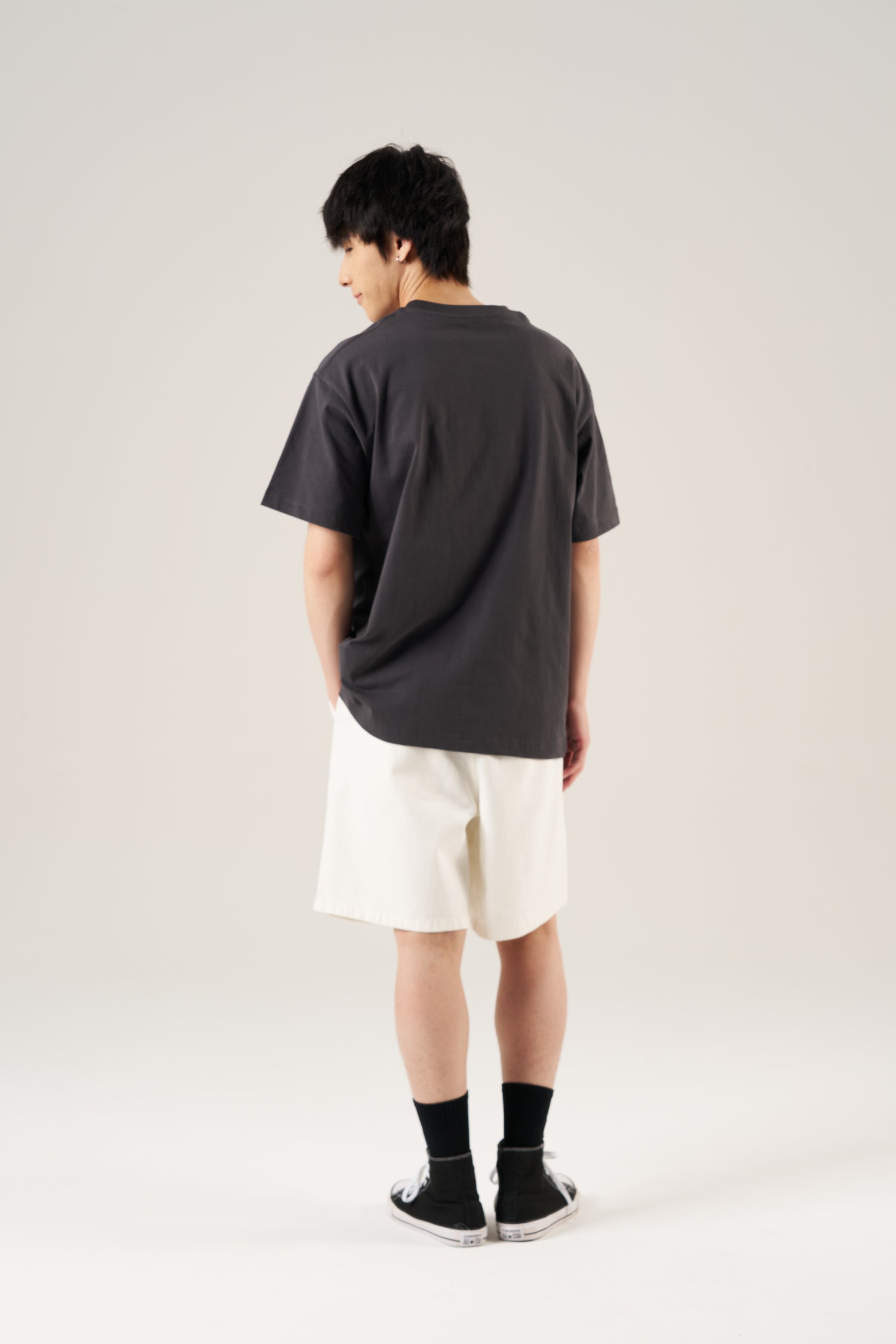 (C) Oversized Utility Pocket Tee - Charcoal